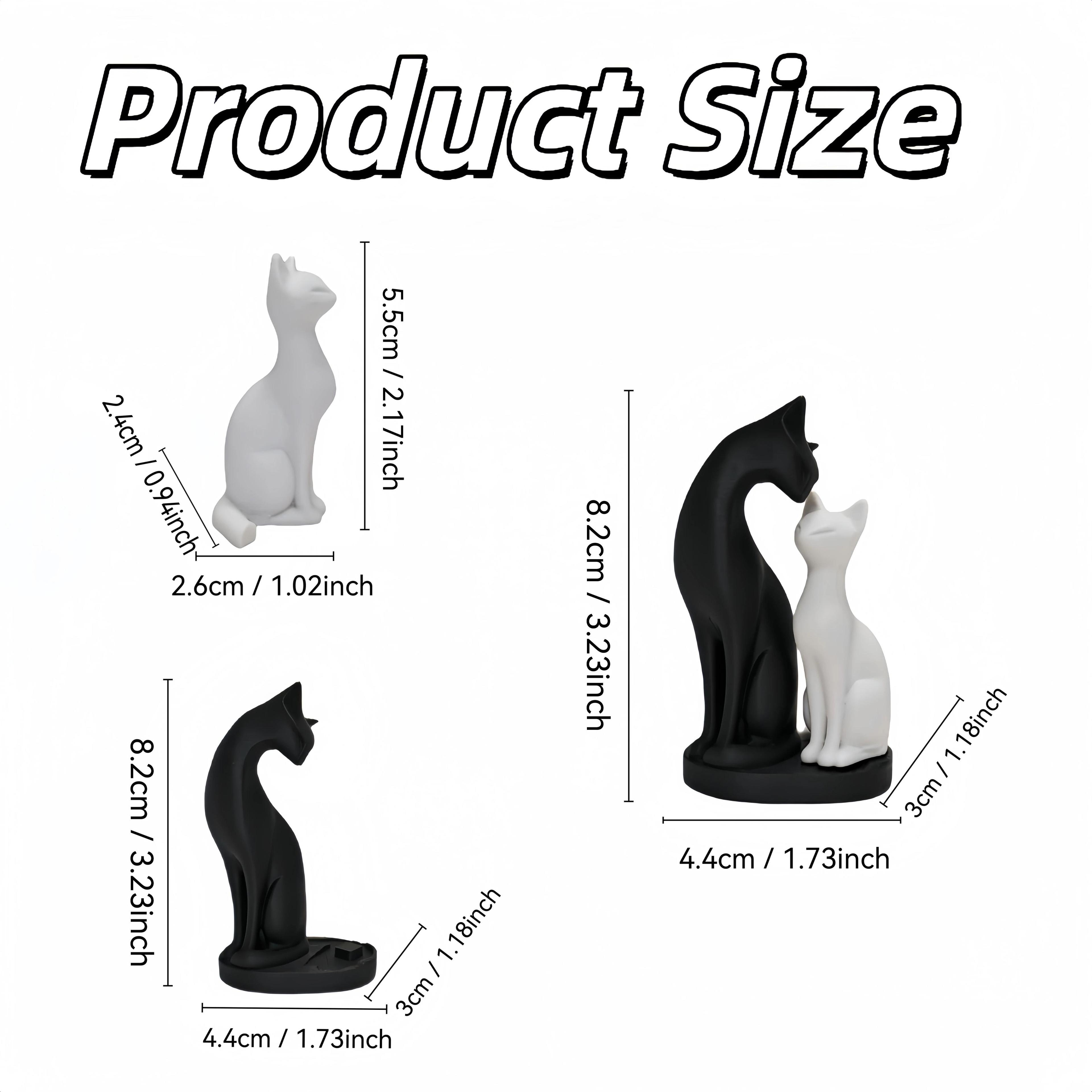 Modern Black White Cat Sculpture Decorative Figurine For Home And Desk 1