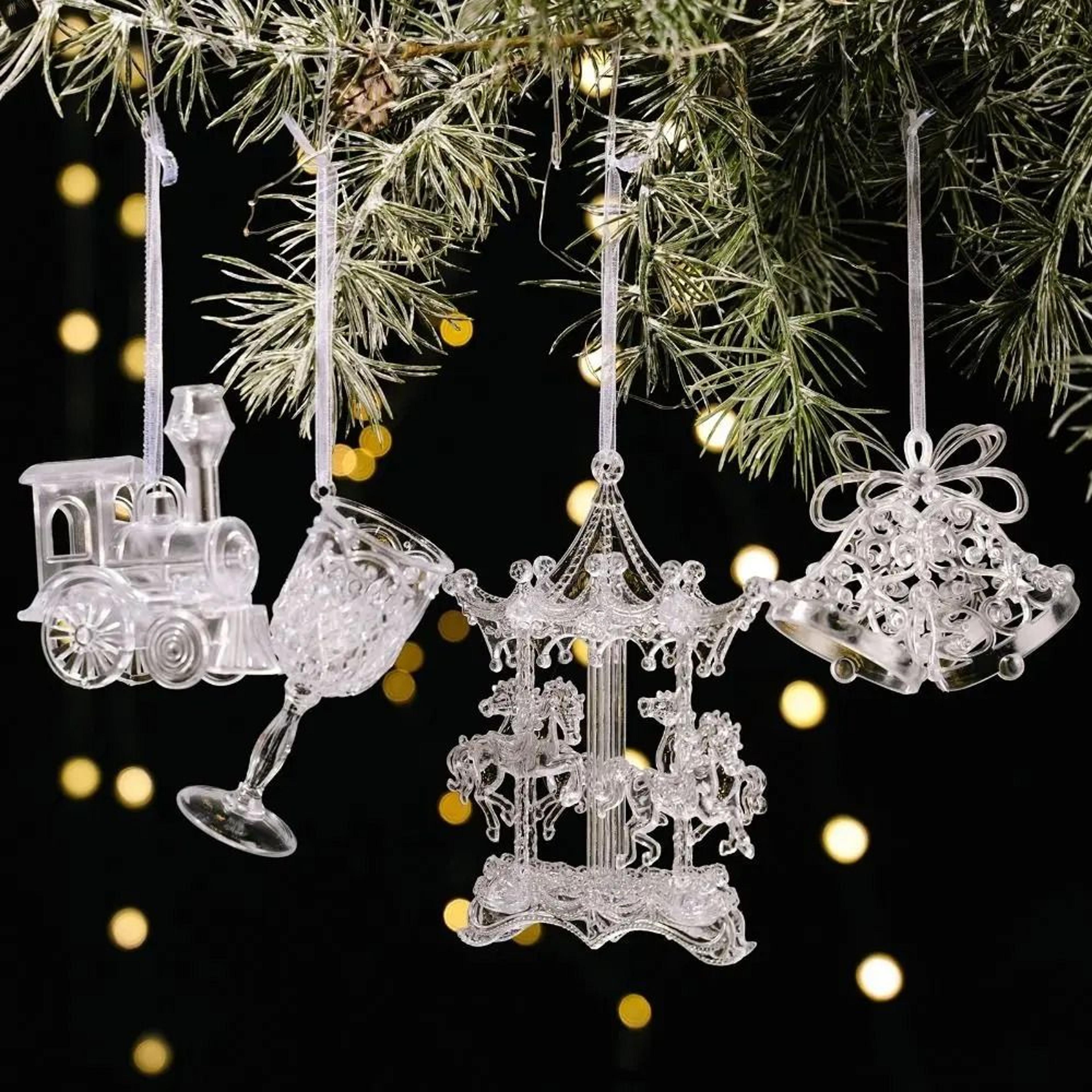 clear acrylic christmas ornaments angel hanging transparent tree decorations