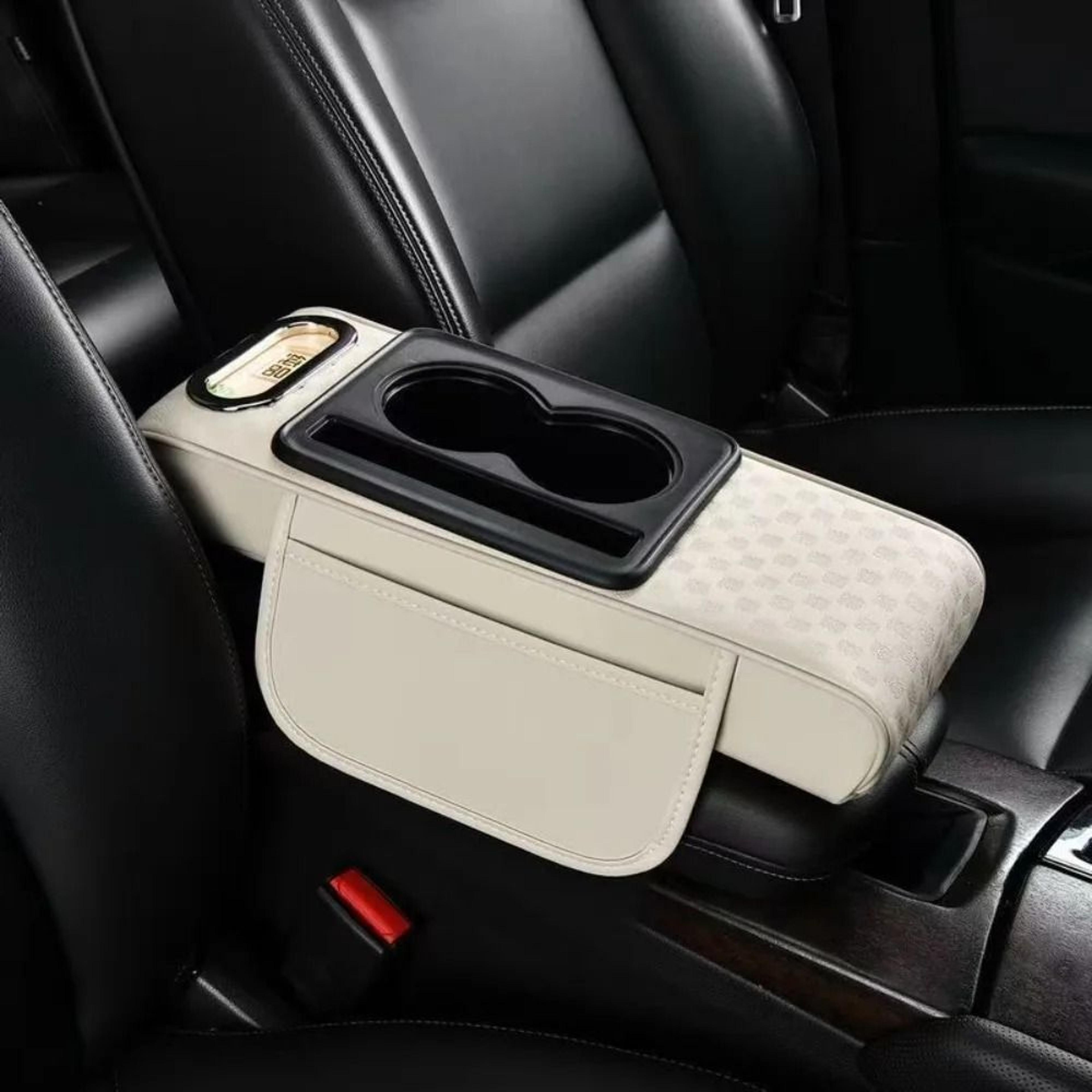 Car Armrest Cushion Center Console Pad With Storage Cup Holder And Tissue Box 3
