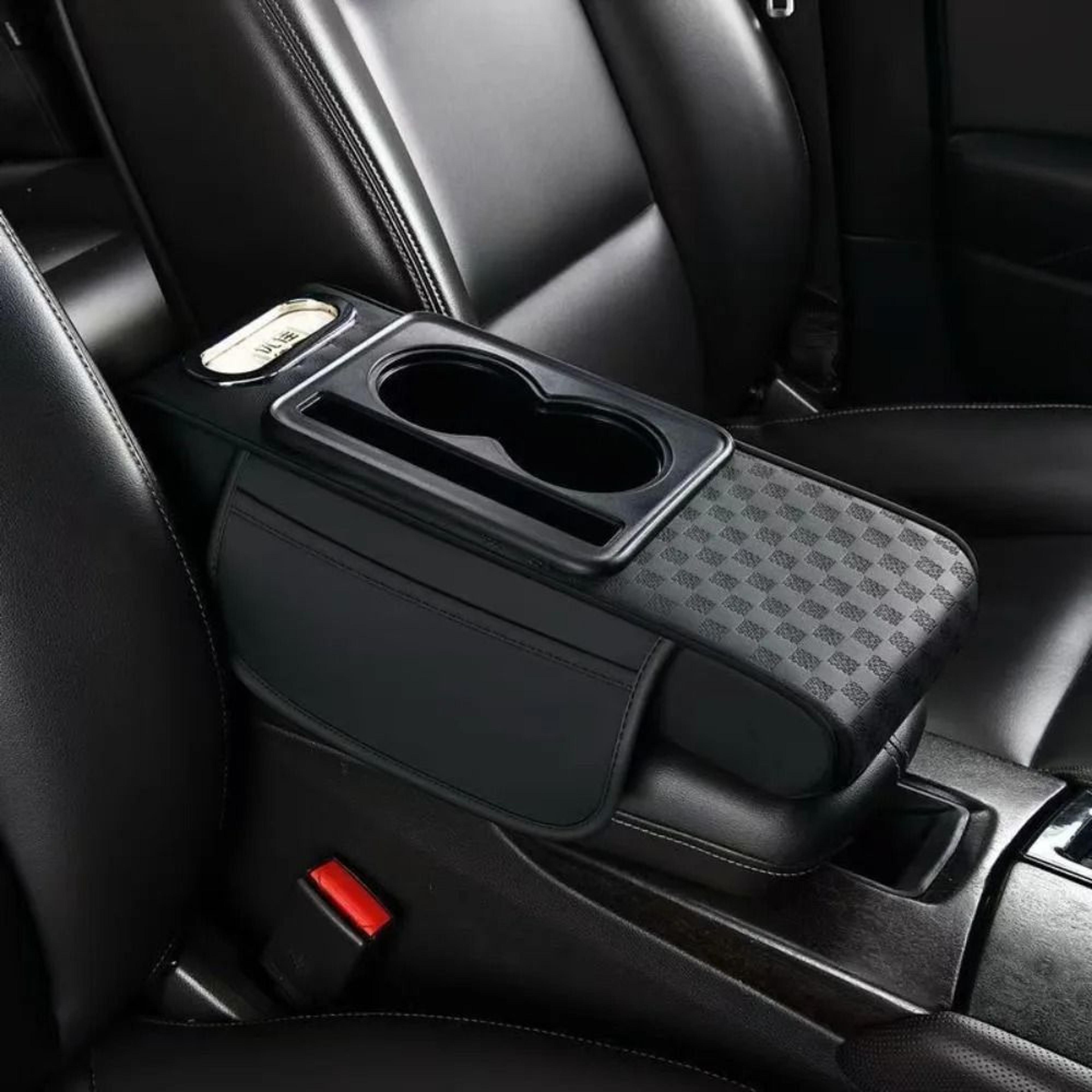 Car Armrest Cushion Center Console Pad With Storage Cup Holder And Tissue Box 2