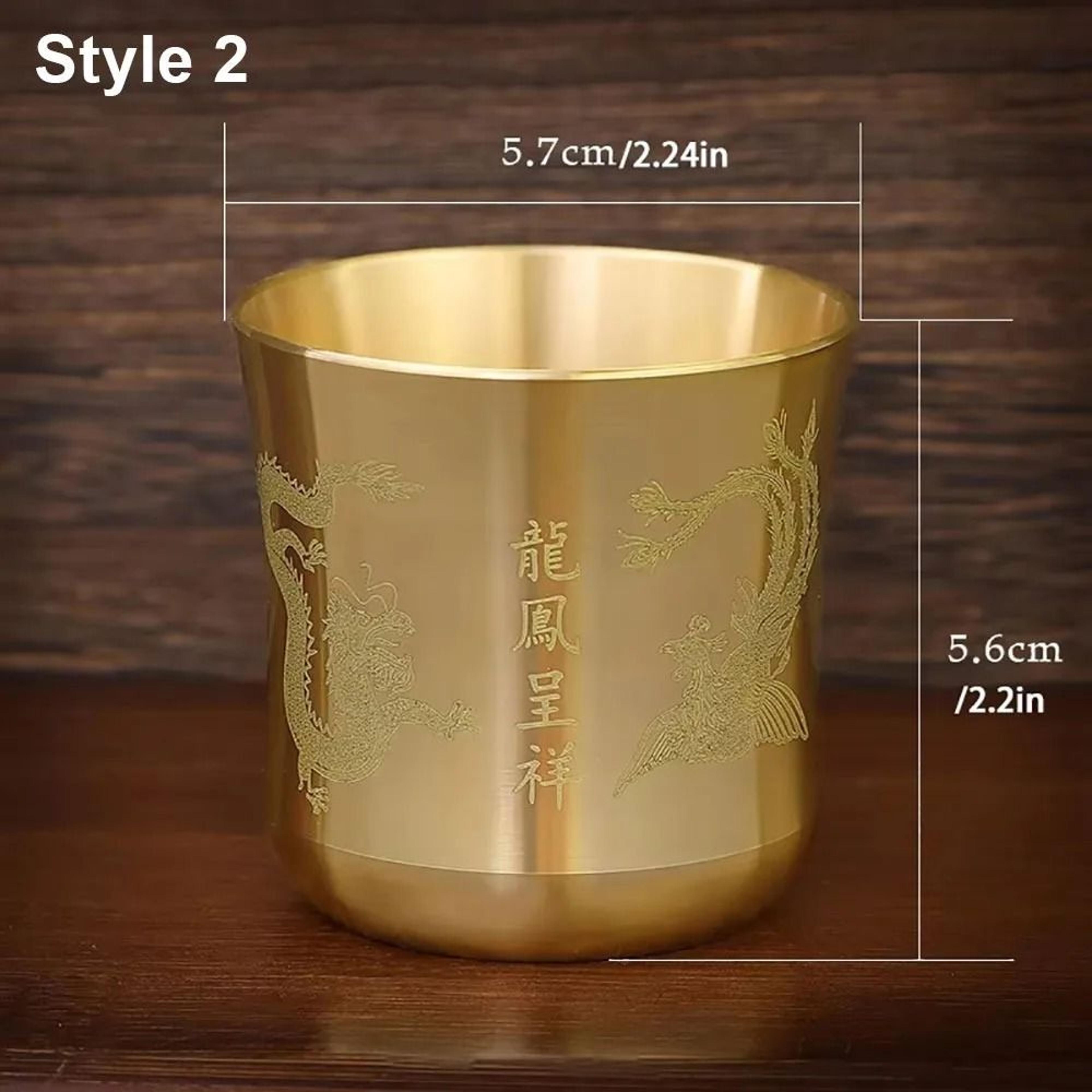 Brass Tea Cup Feng Shui Wealth Cup Decorative Auspicious Home Decor Mug 2