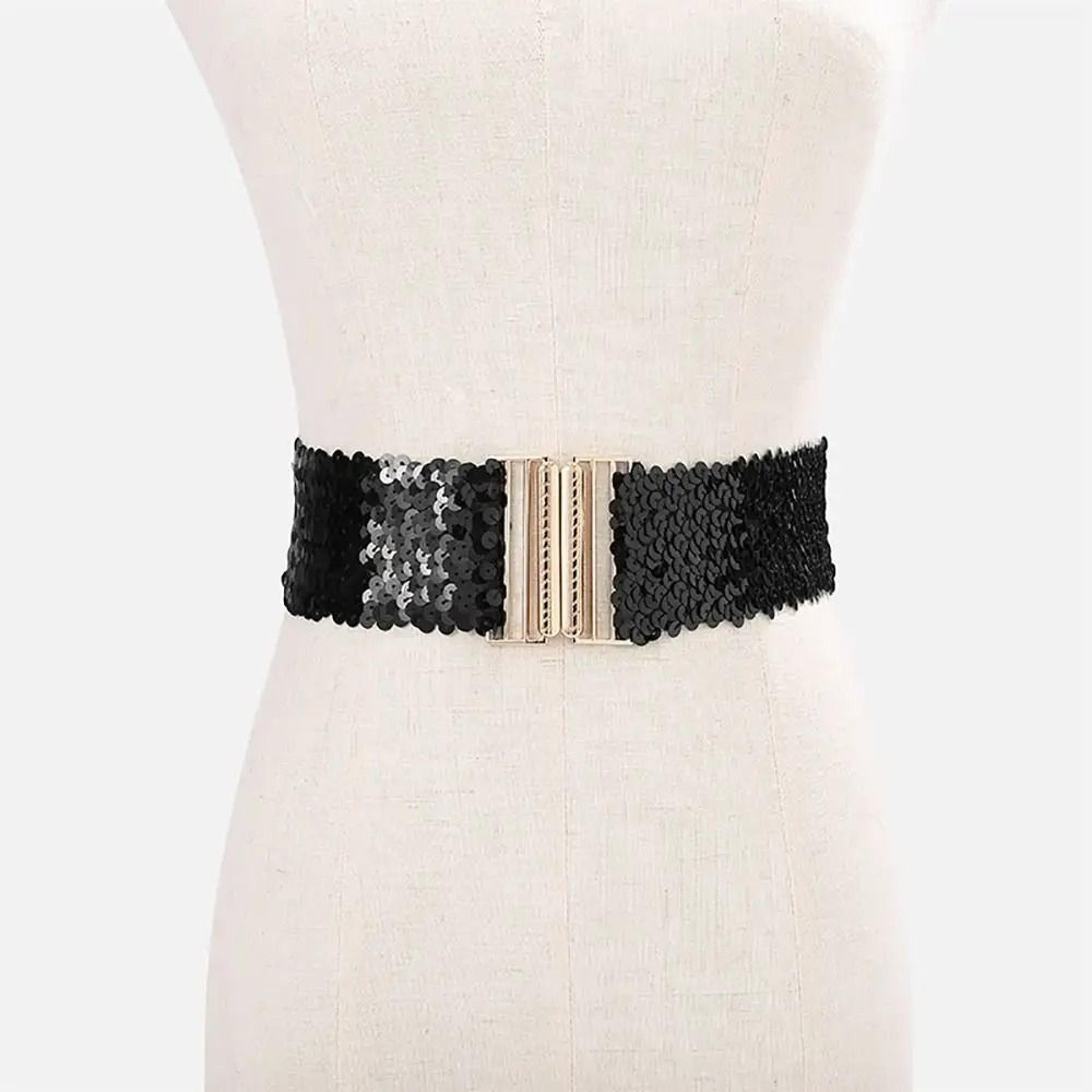 Sequin Stretch Belt Wide Elastic Corset Waistband For Women 13