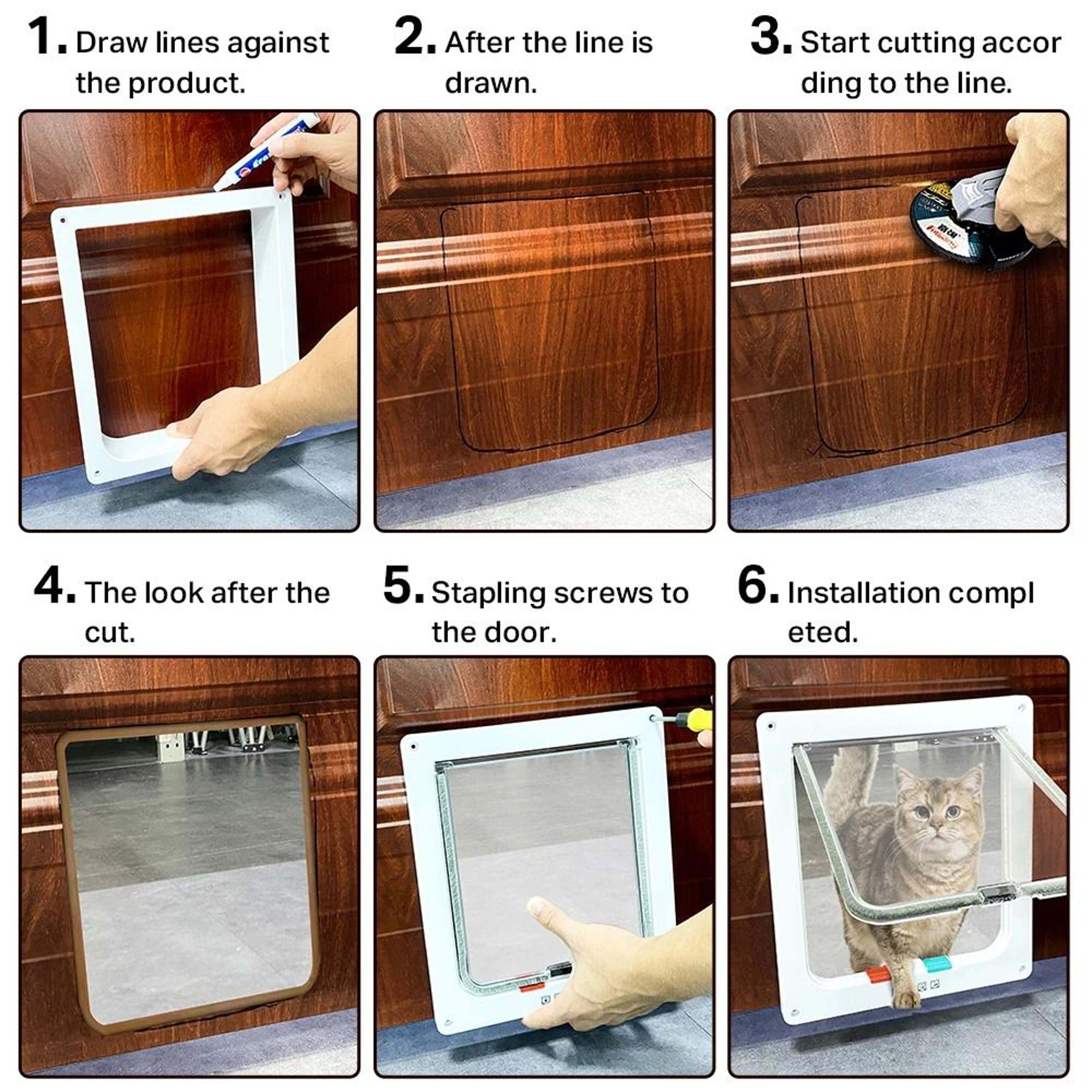 Smart 4 Way Locking Pet Door Secure Cat And Dog Flap Door With Direction Control 6