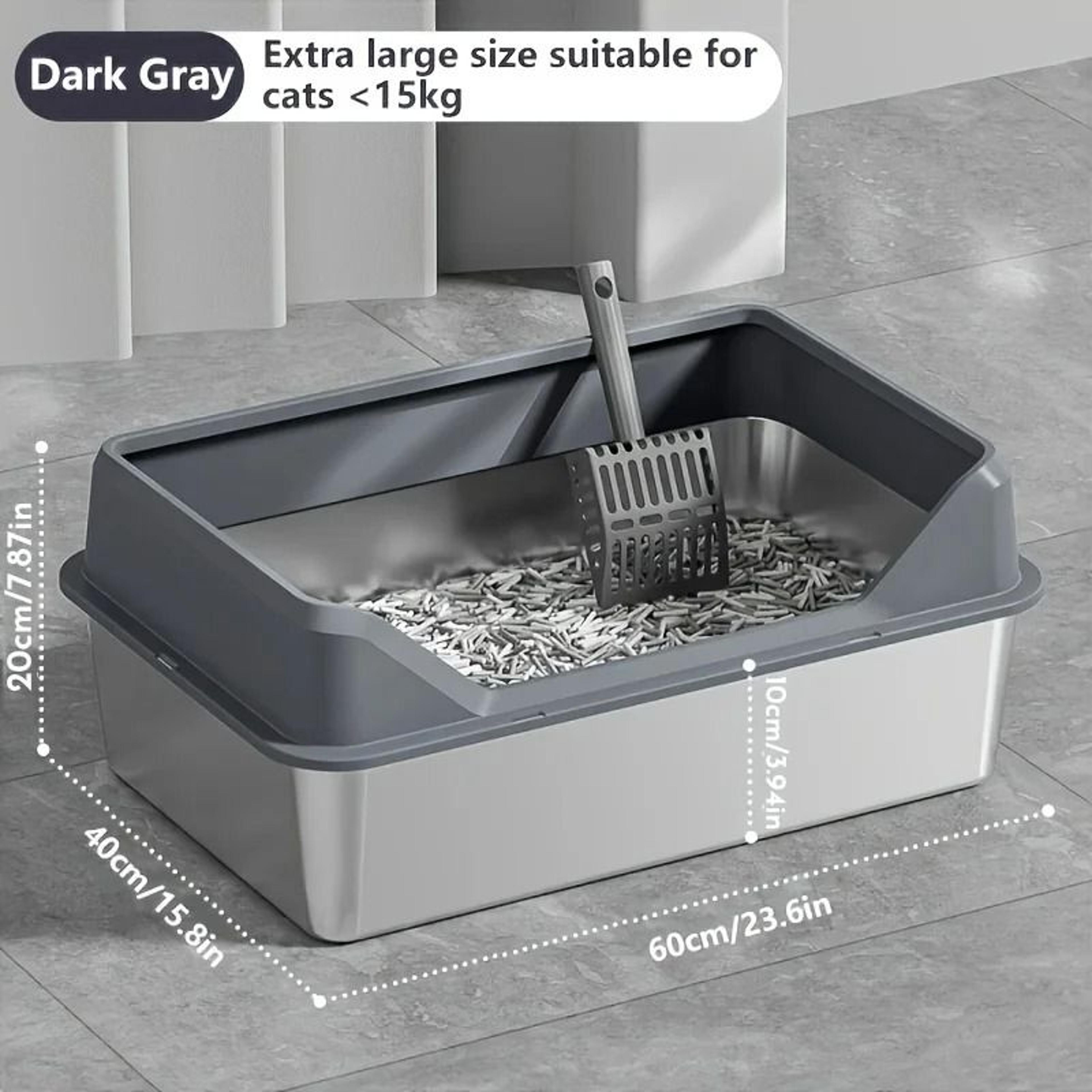 KEMORELA XL Stainless Steel Cat Litter Box With Lid 8