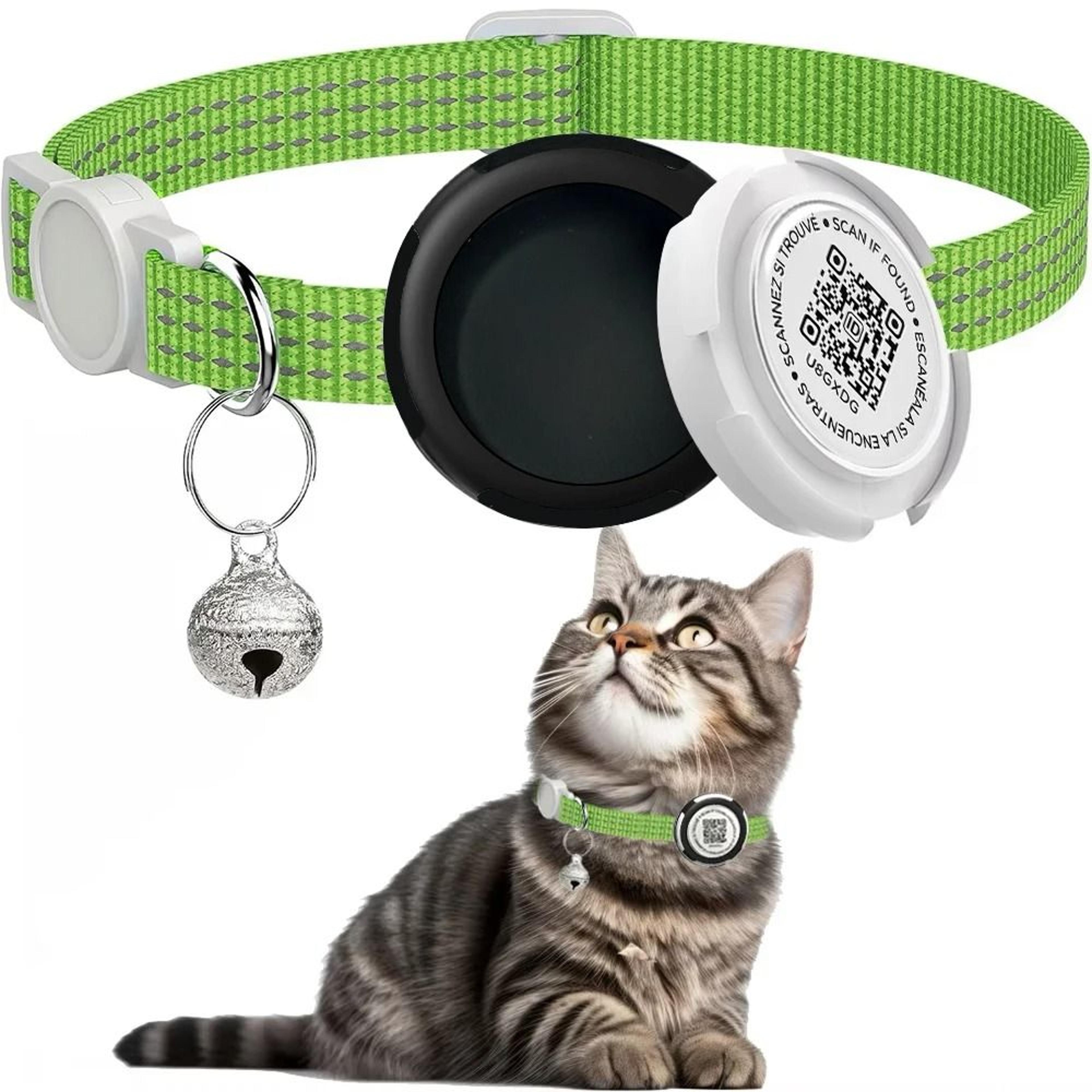 AirTag Cat Collar With QR ID Tag Reflective Breakaway Pet Tracker Holder 7