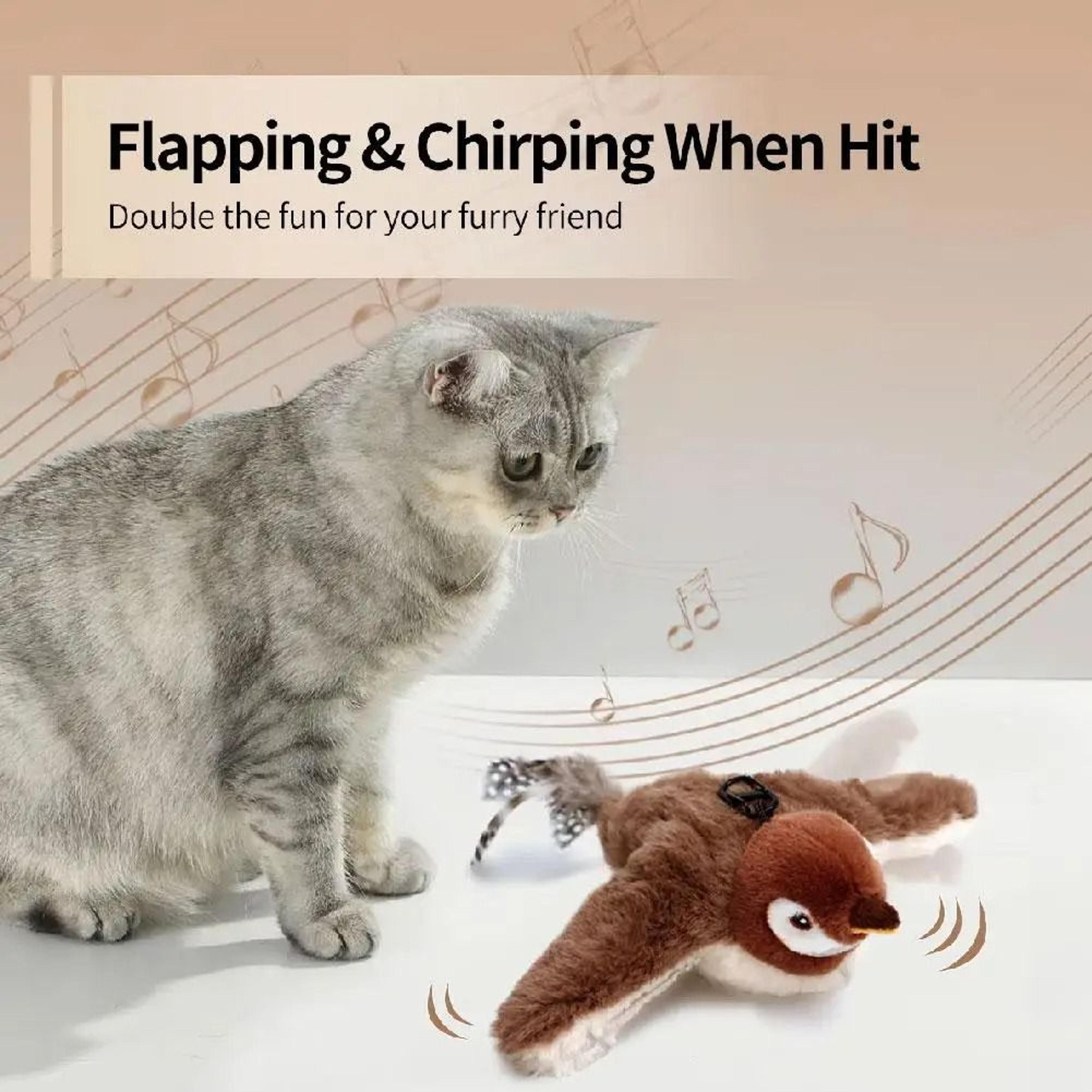 Rechargeable Chirping Bird Cat Toy With Flapping Wings And Catnip 8