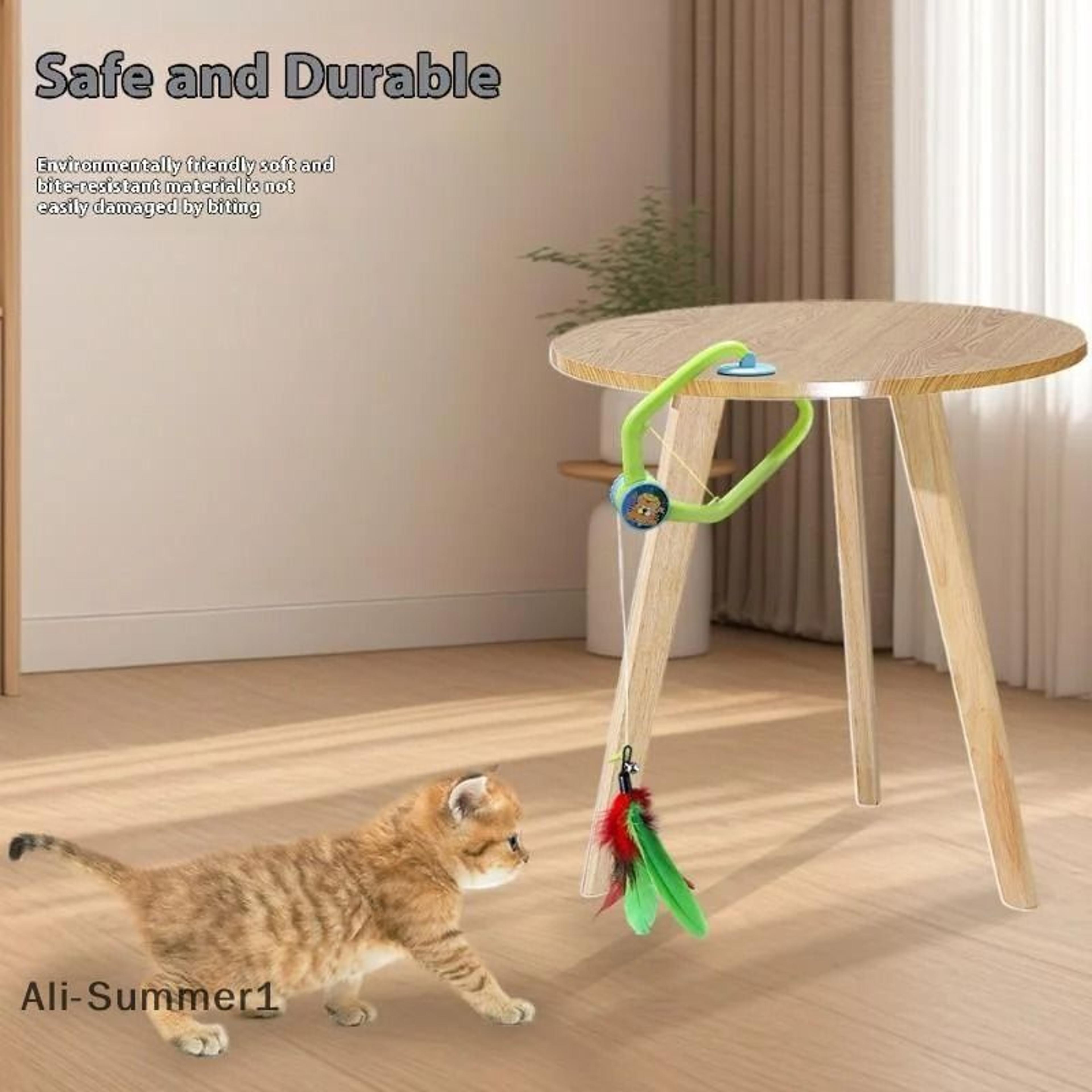 Interactive Door Hanging Cat Toy With Swinging Feathers And Replaceable Prey Attachments 12