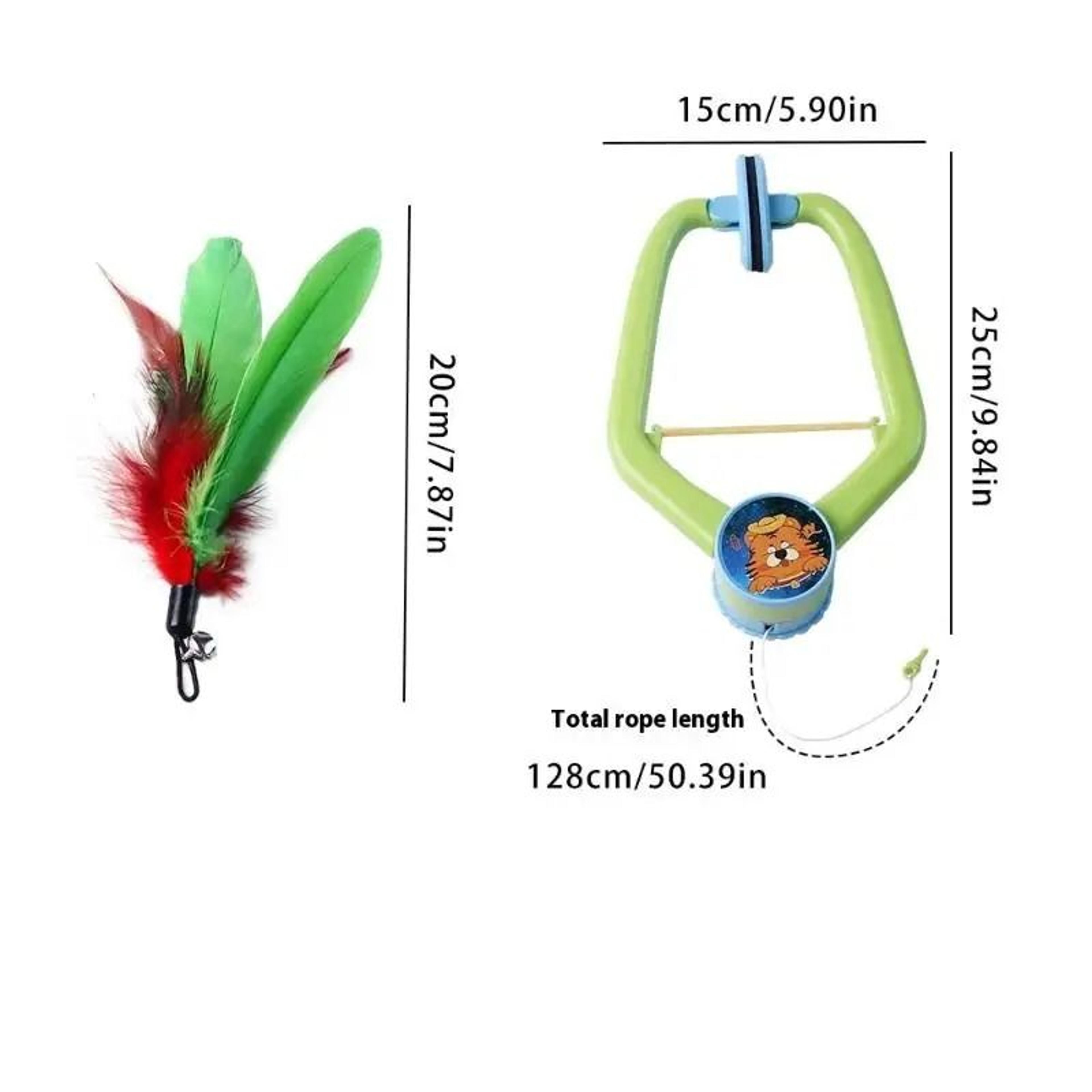 Interactive Door Hanging Cat Toy With Swinging Feathers And Replaceable Prey Attachments 7