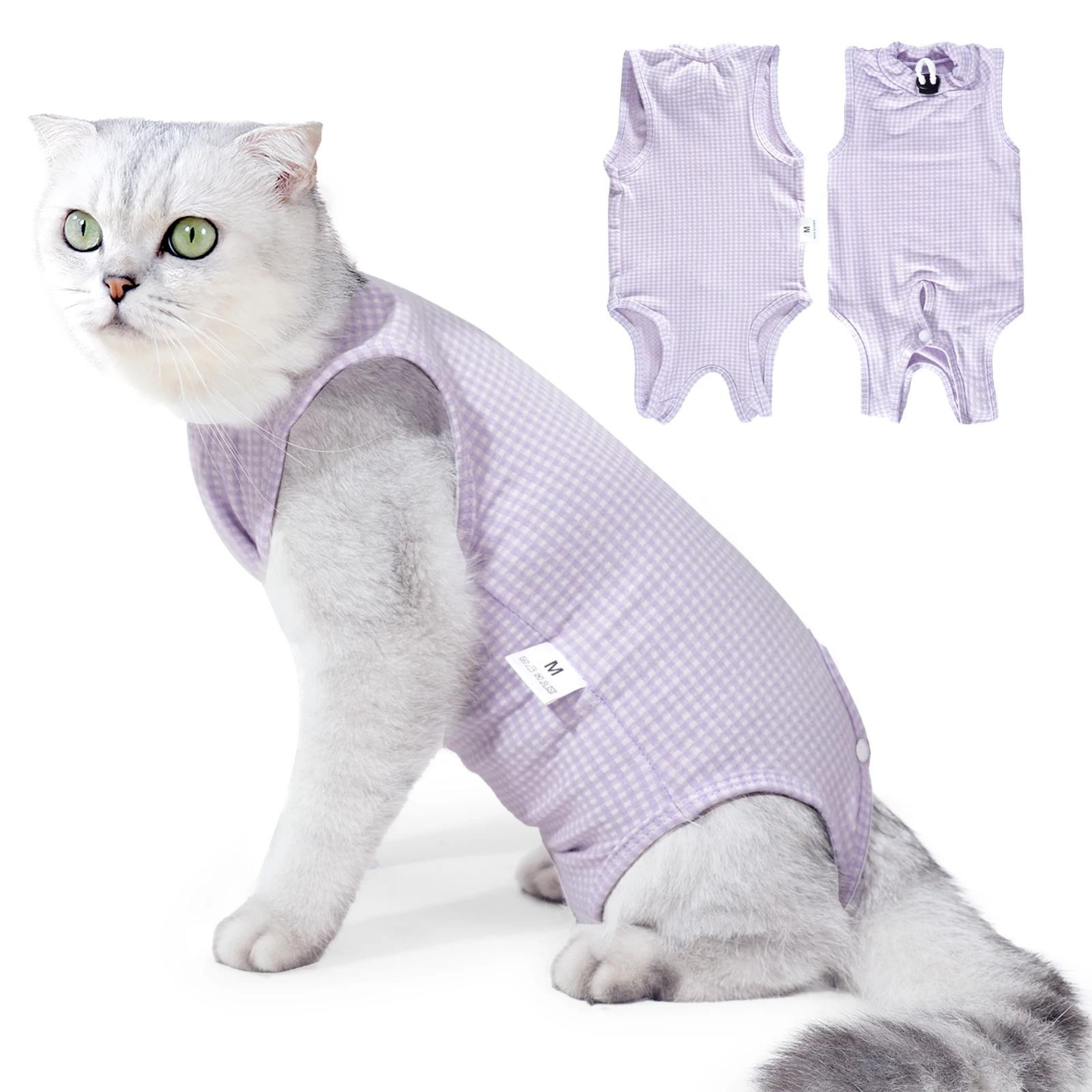 Professional Cat Recovery Suit For Abdominal Wounds And Cone Alternative Post Surgery Care 2