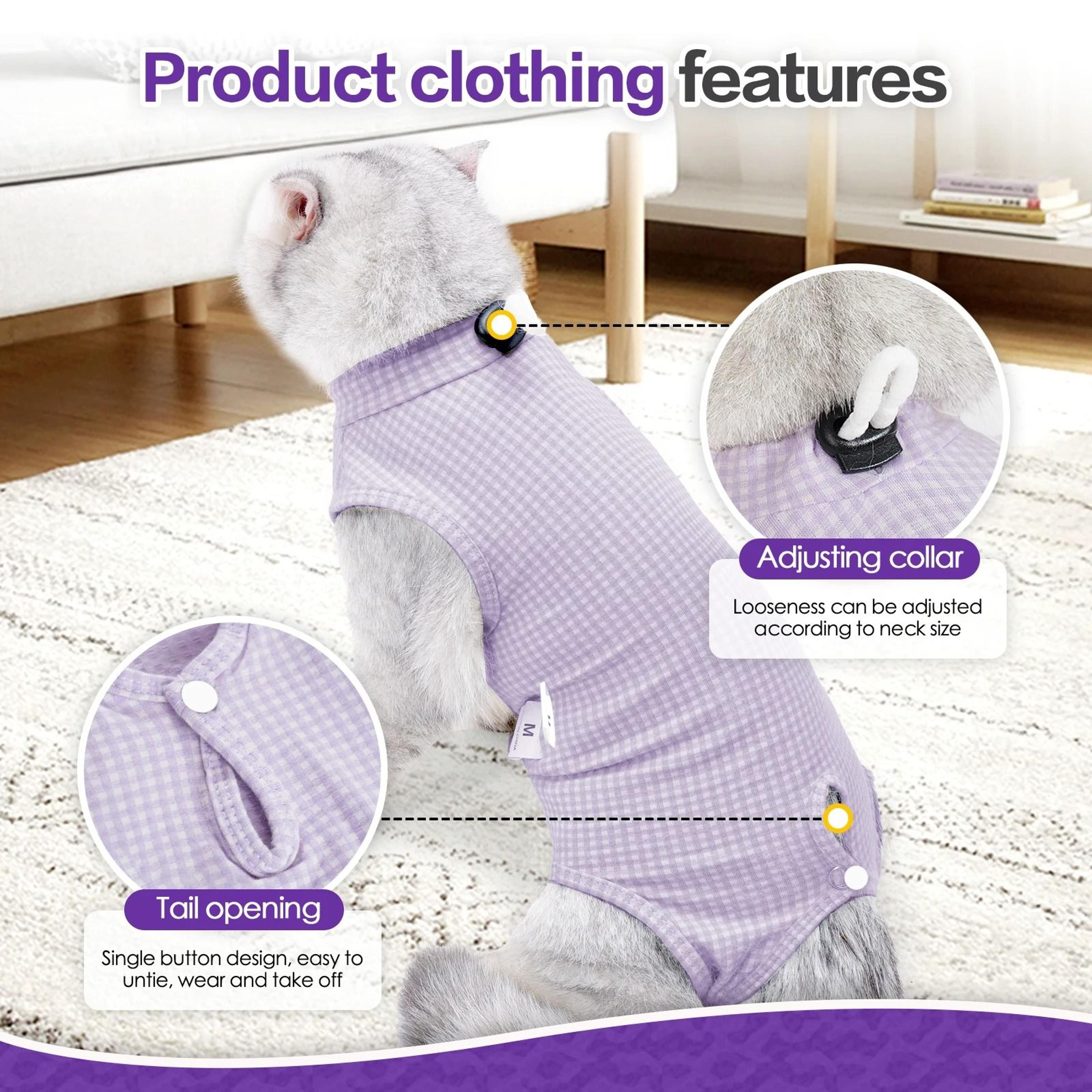 Professional Cat Recovery Suit For Abdominal Wounds And Cone Alternative Post Surgery Care 3