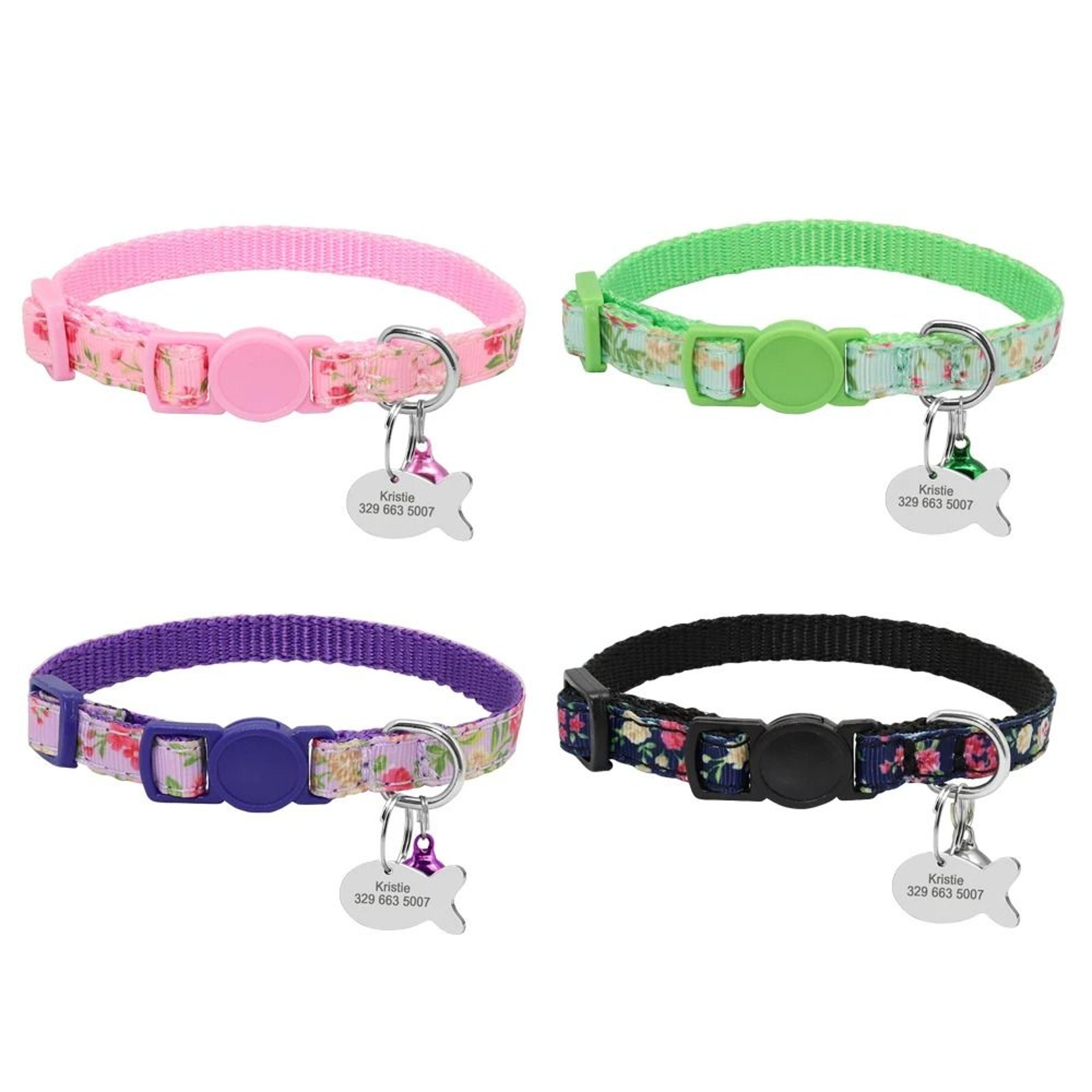 Personalized Adjustable Nylon Cat Collar With Engraved ID Tag For Kittens Puppies And Small Pets 8