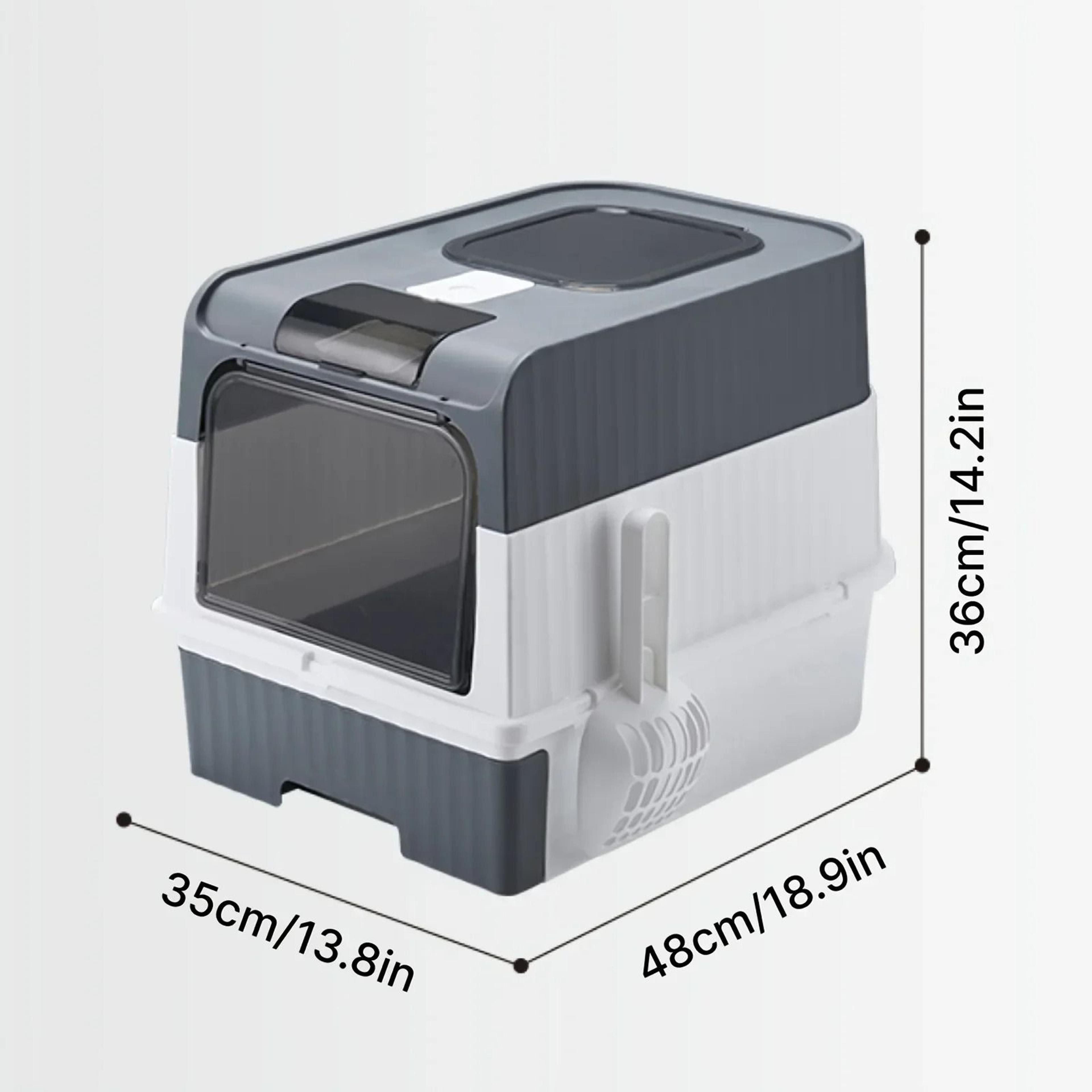 Portable Collapsible Cat Litter Box With Splash Guard Lid And Scoop For Easy Cleaning 5