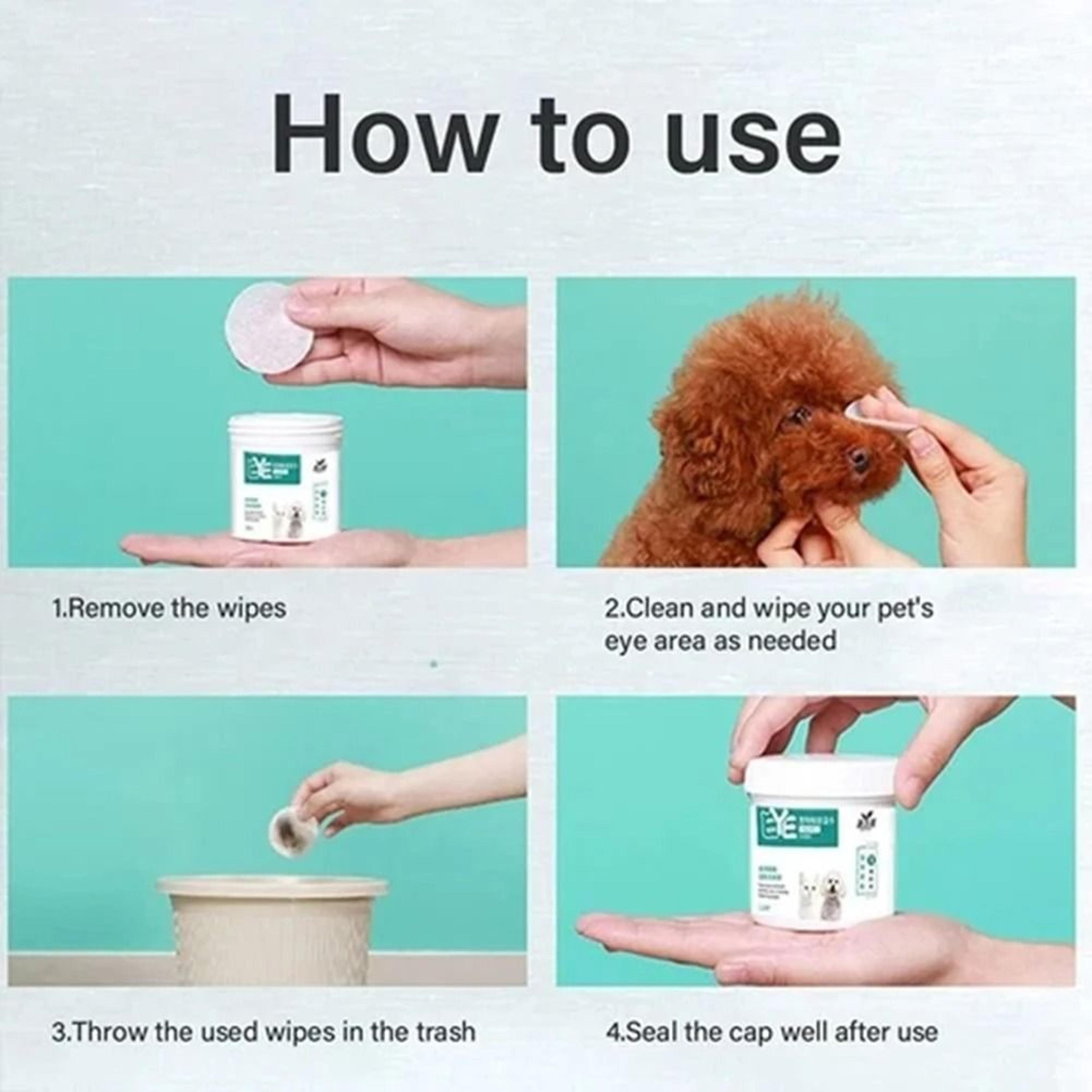 130 Count Pet Eye Wipes For Dogs Cats Tear Stain And Ear Cleaning Care 2