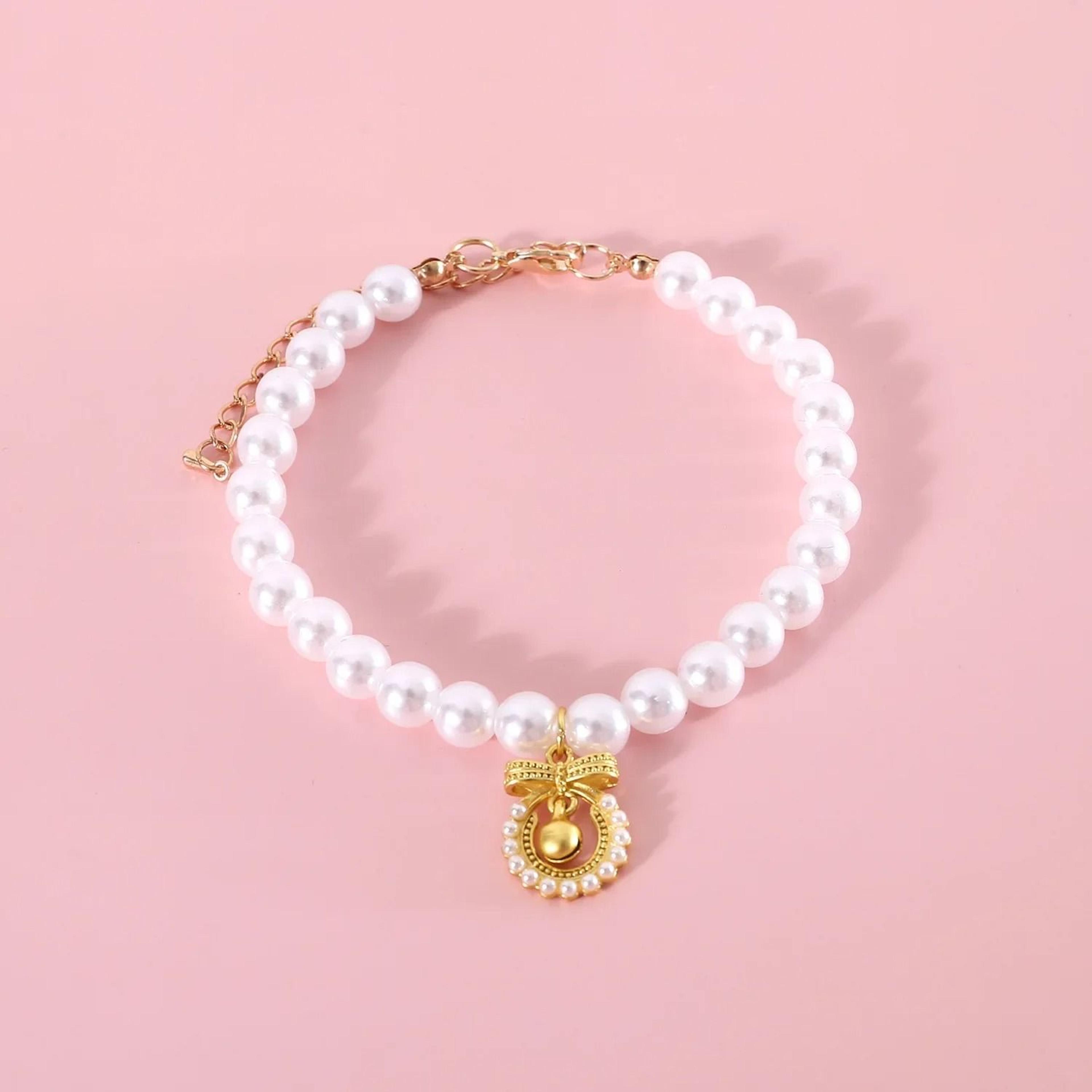 Princess Pearl Pet Necklace With Bow Pendant For Cats Puppies And Small Dogs 2