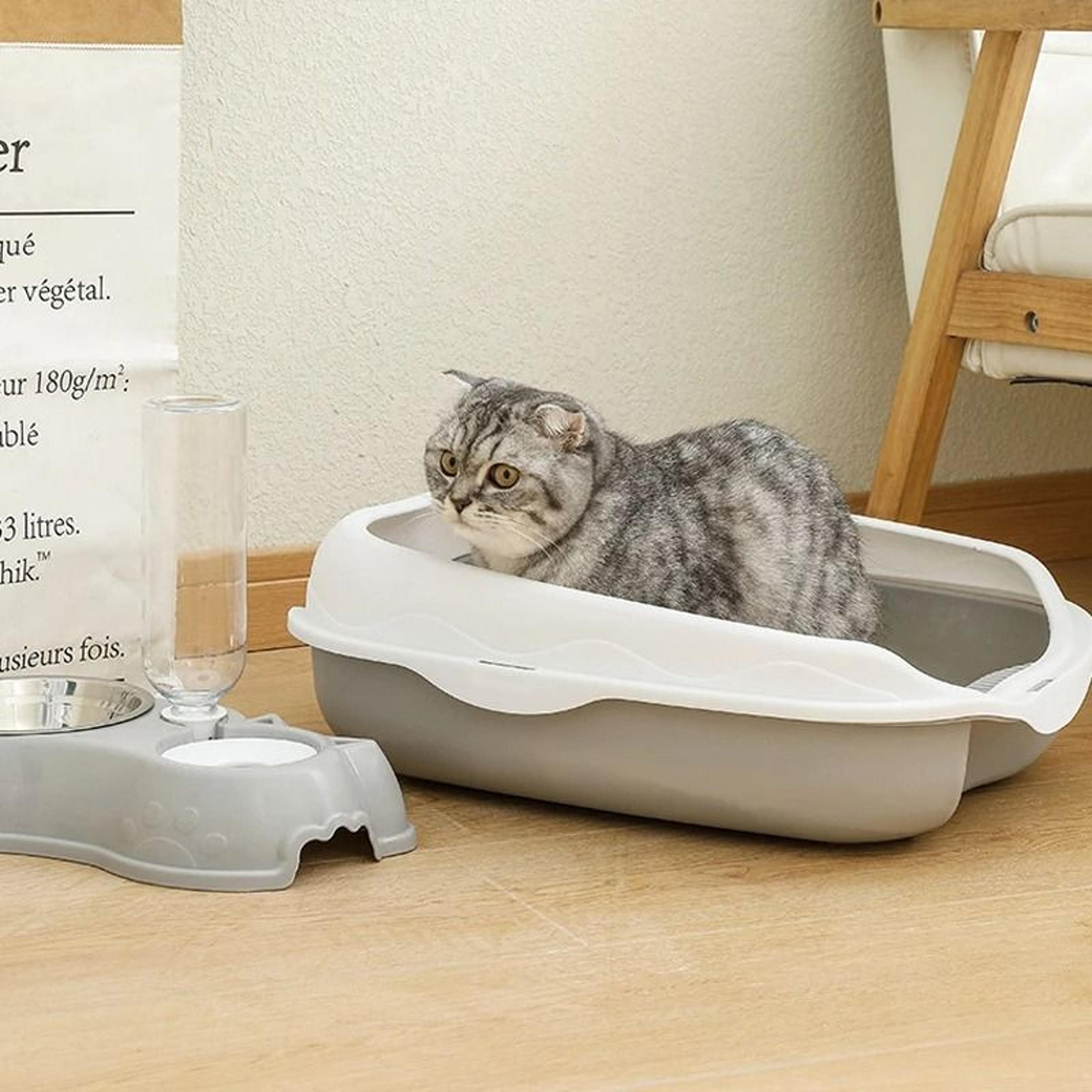 Semi Enclosed Cat Litter Box With Spatter Proof Large Toilet Design 5