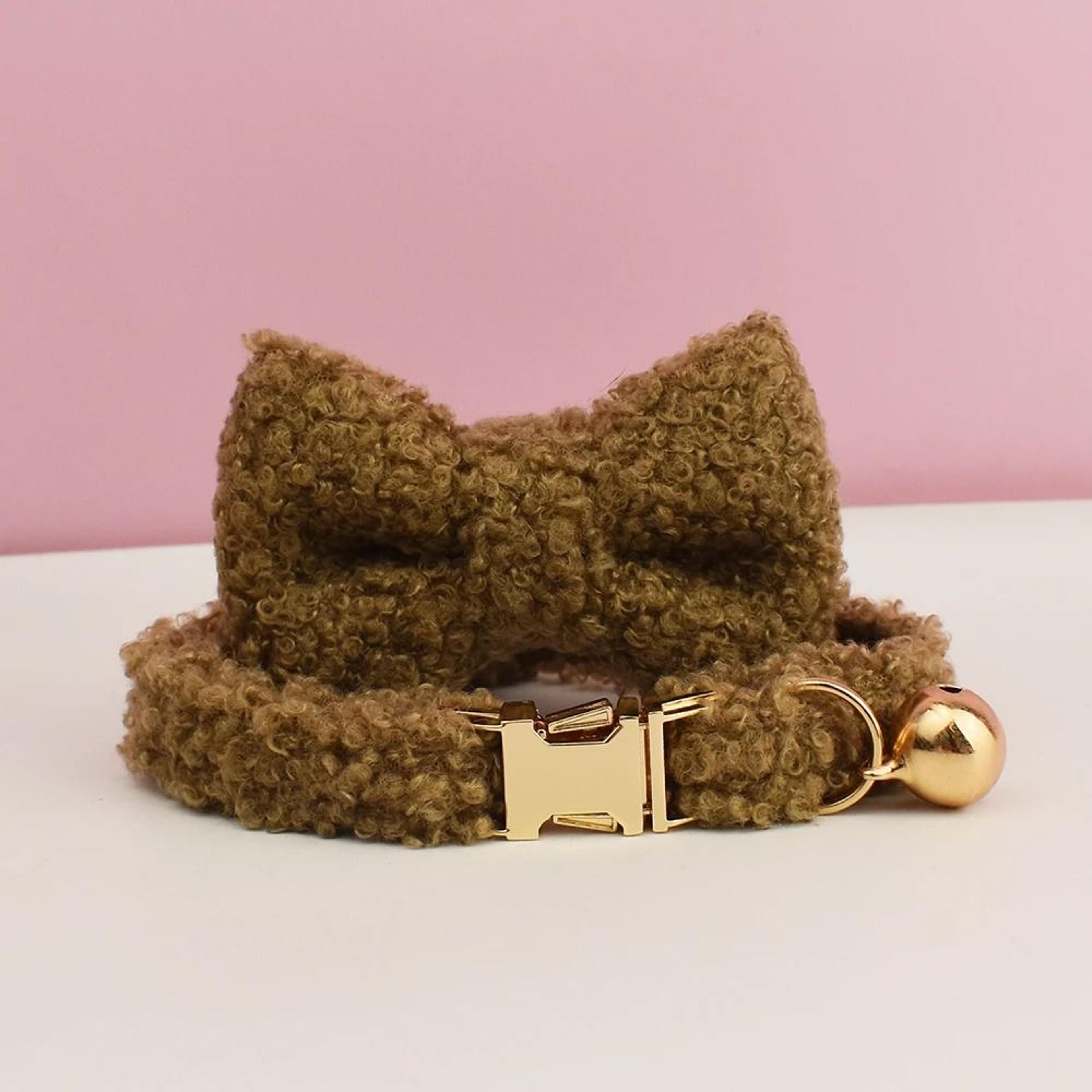 Personalized Teddy Cat Collar With Name Plate Bell And Bow Tie 10