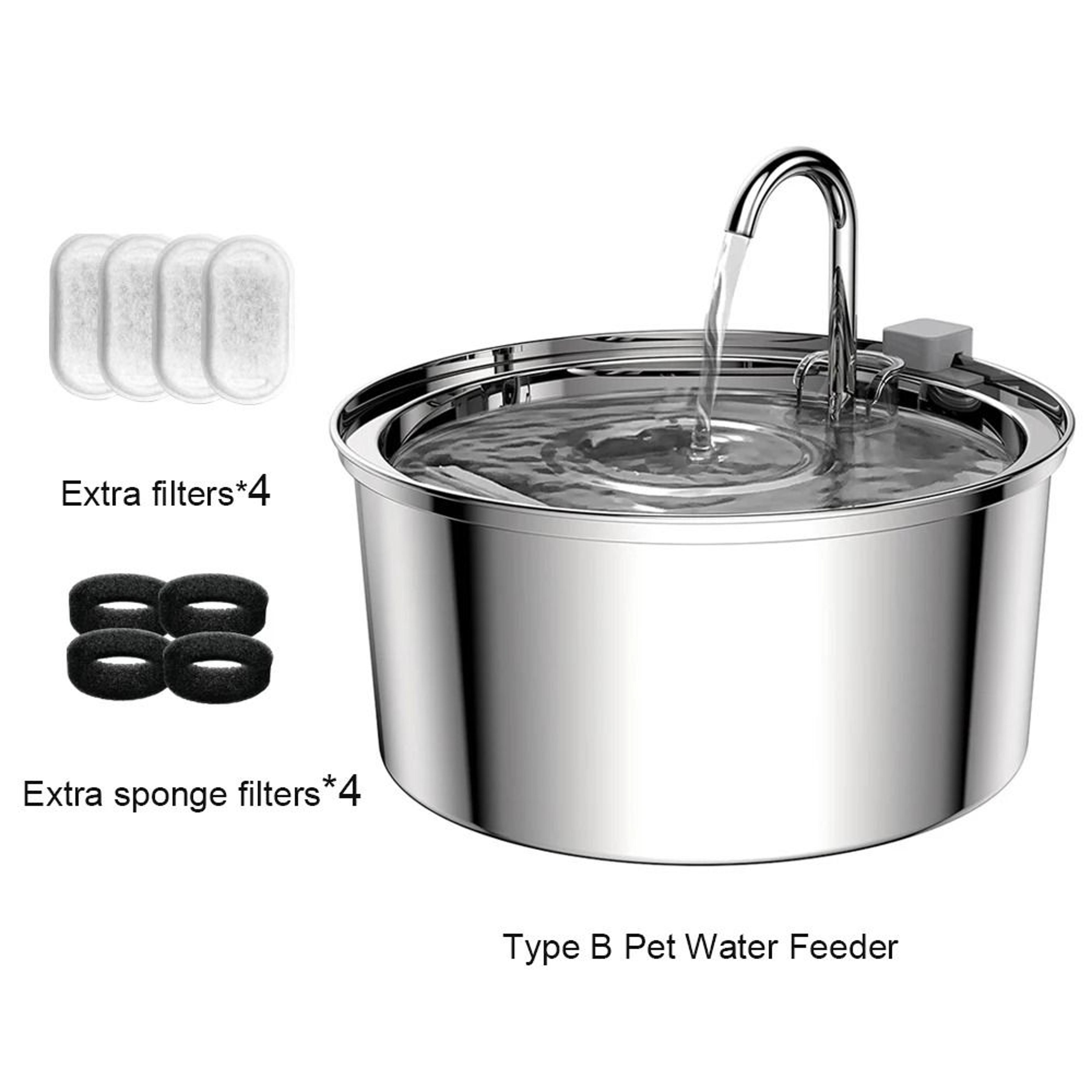 Cordless Stainless Steel Pet Water Fountain With Motion Sensor For Cats Dogs 6