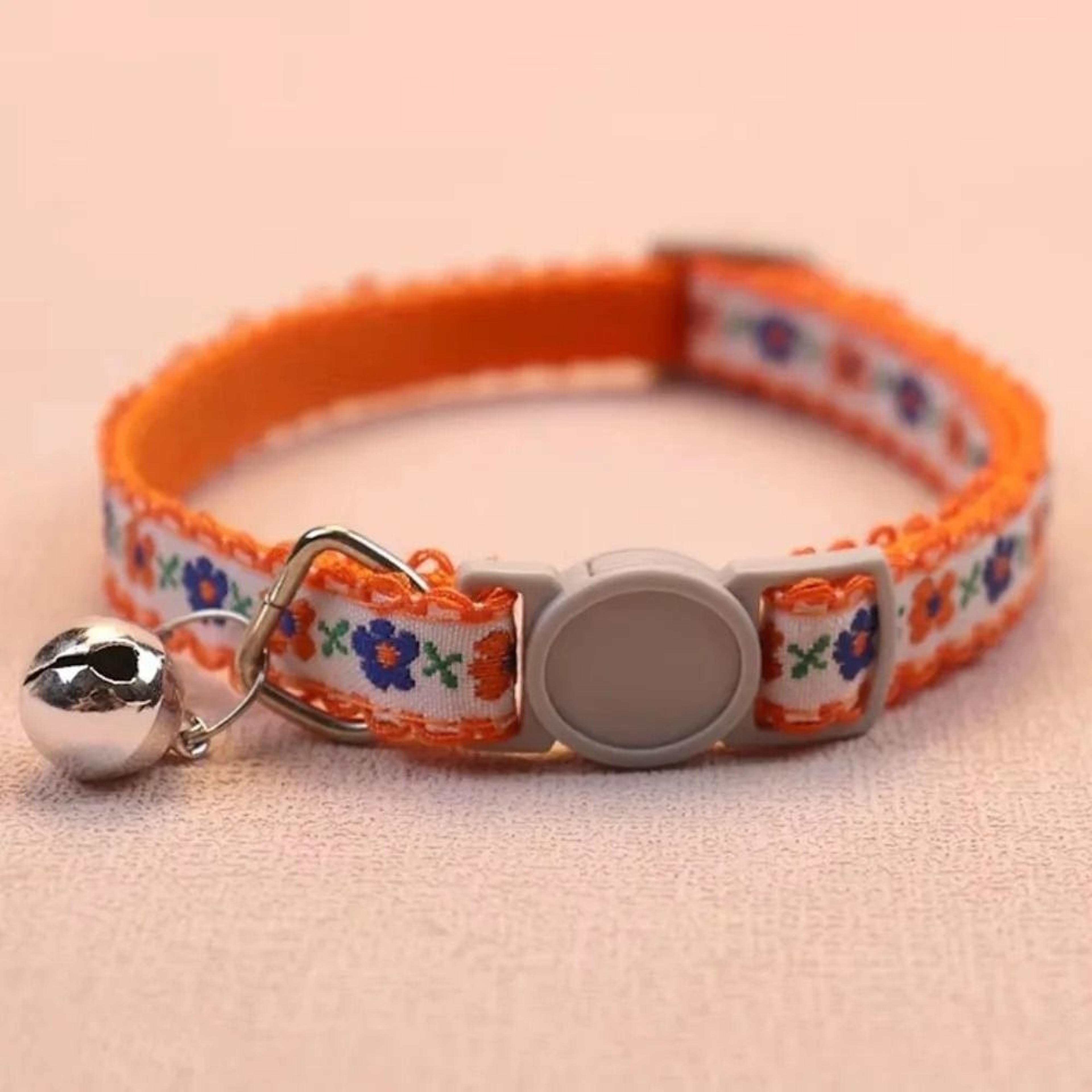 Floral Embroidered Cat Collar Adjustable Lace Collar With Bell For Cats And Kittens 3