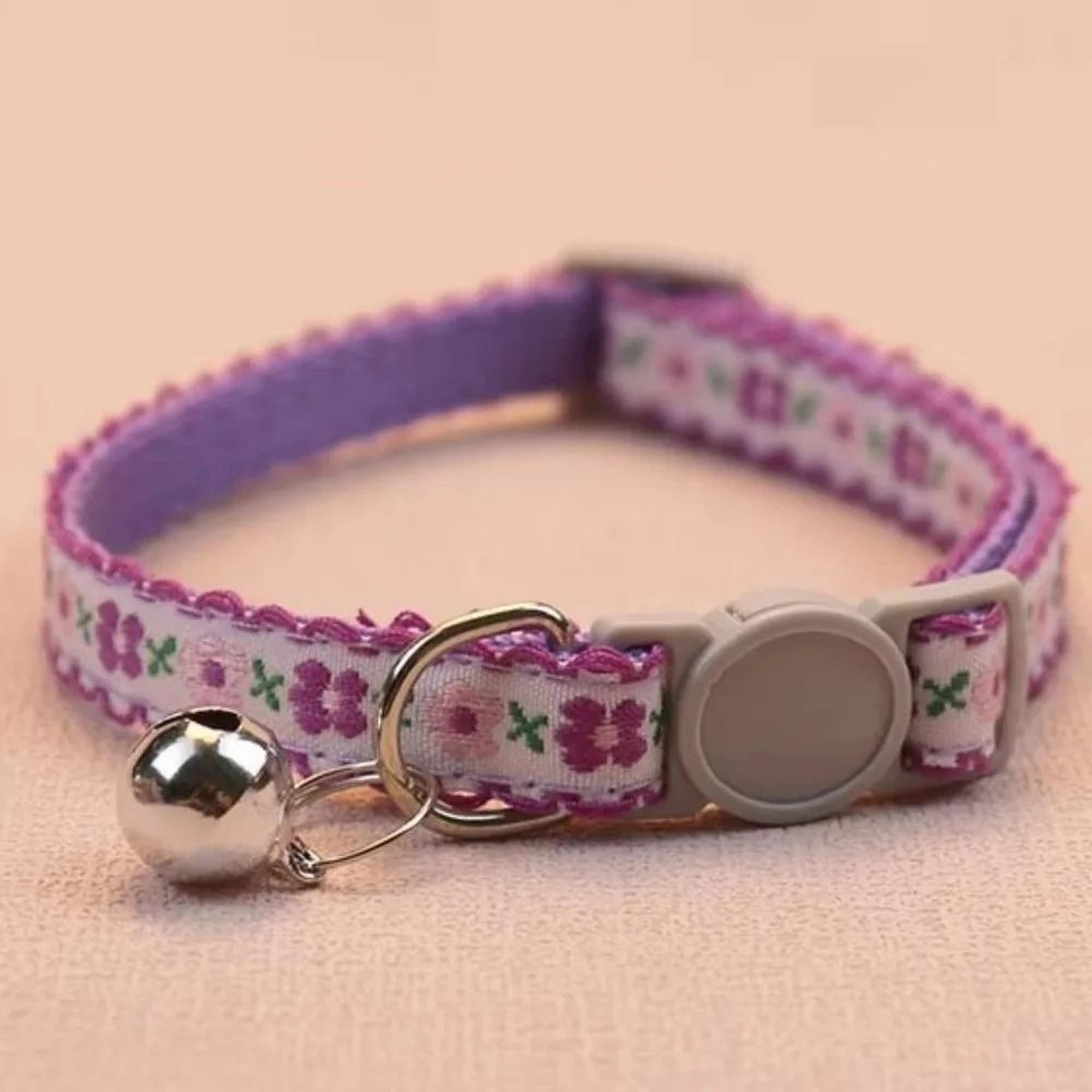 Floral Embroidered Cat Collar Adjustable Lace Collar With Bell For Cats And Kittens 4