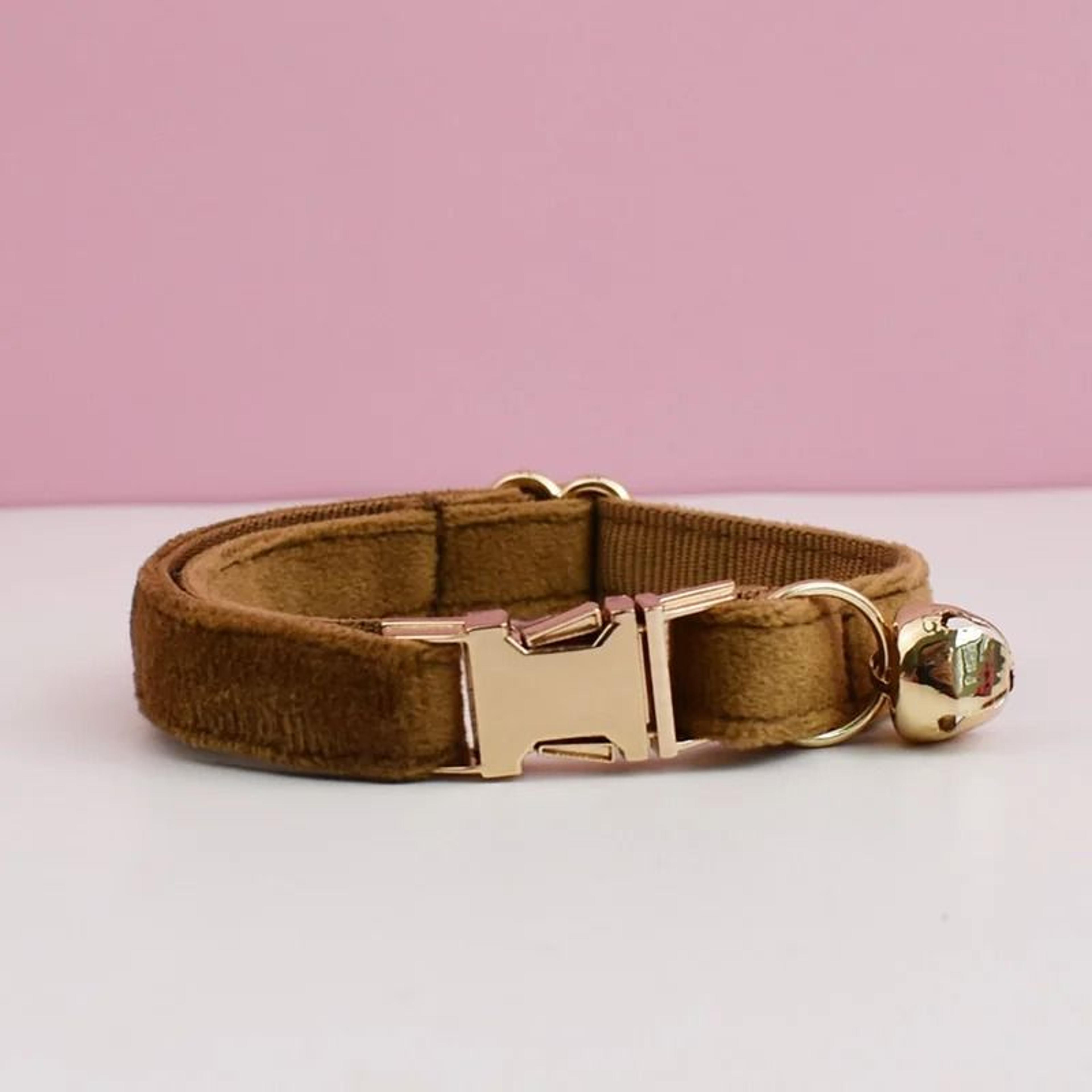 Personalized Velvet Cat Collar With Name Plate Bell And Bow Tie 5