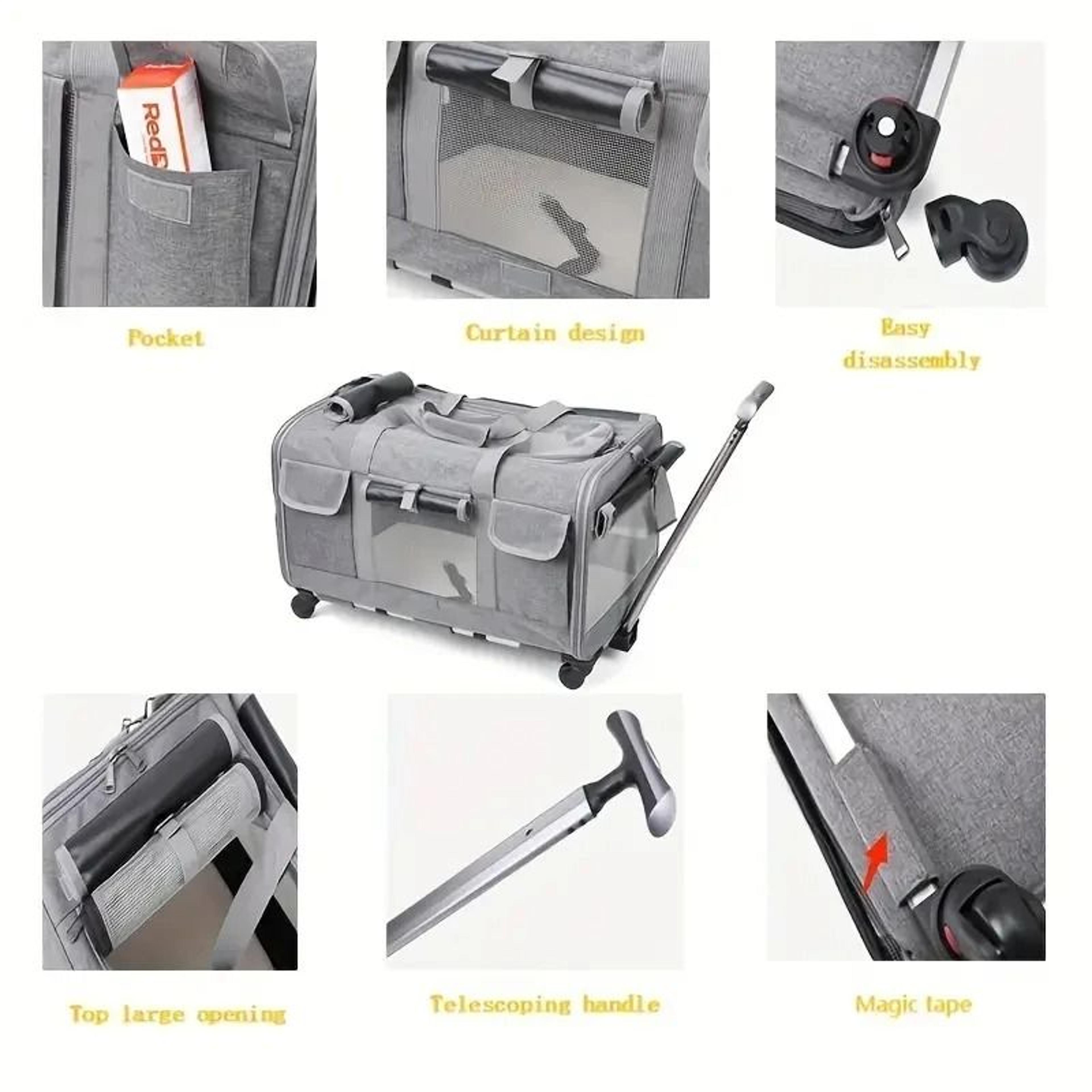 Extra Large Rolling Pet Carrier Bag With Detachable Trolley 9
