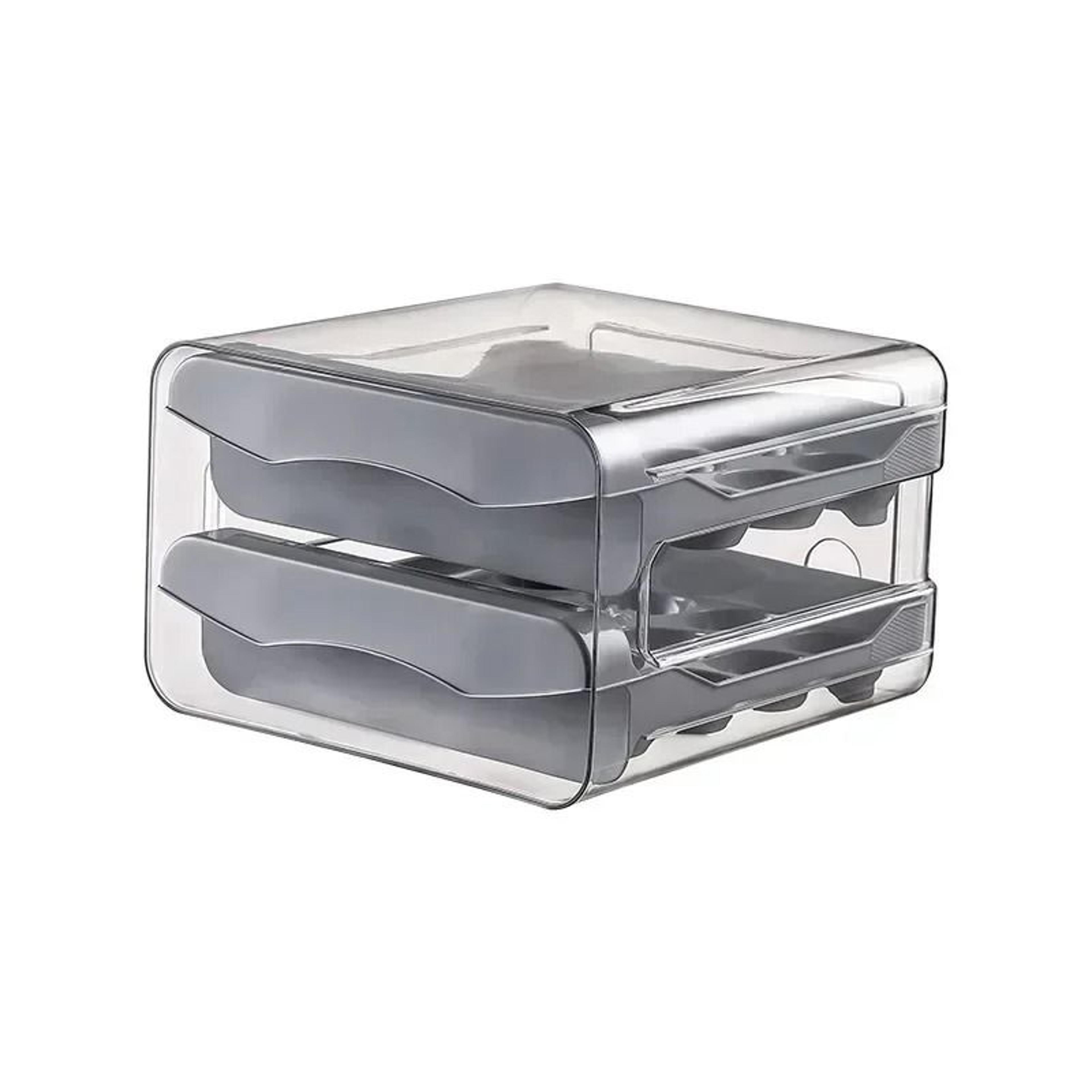 Double Layer Automatic Rolling Egg Holder For Refrigerator Drawer Kitchen Storage Box 2
