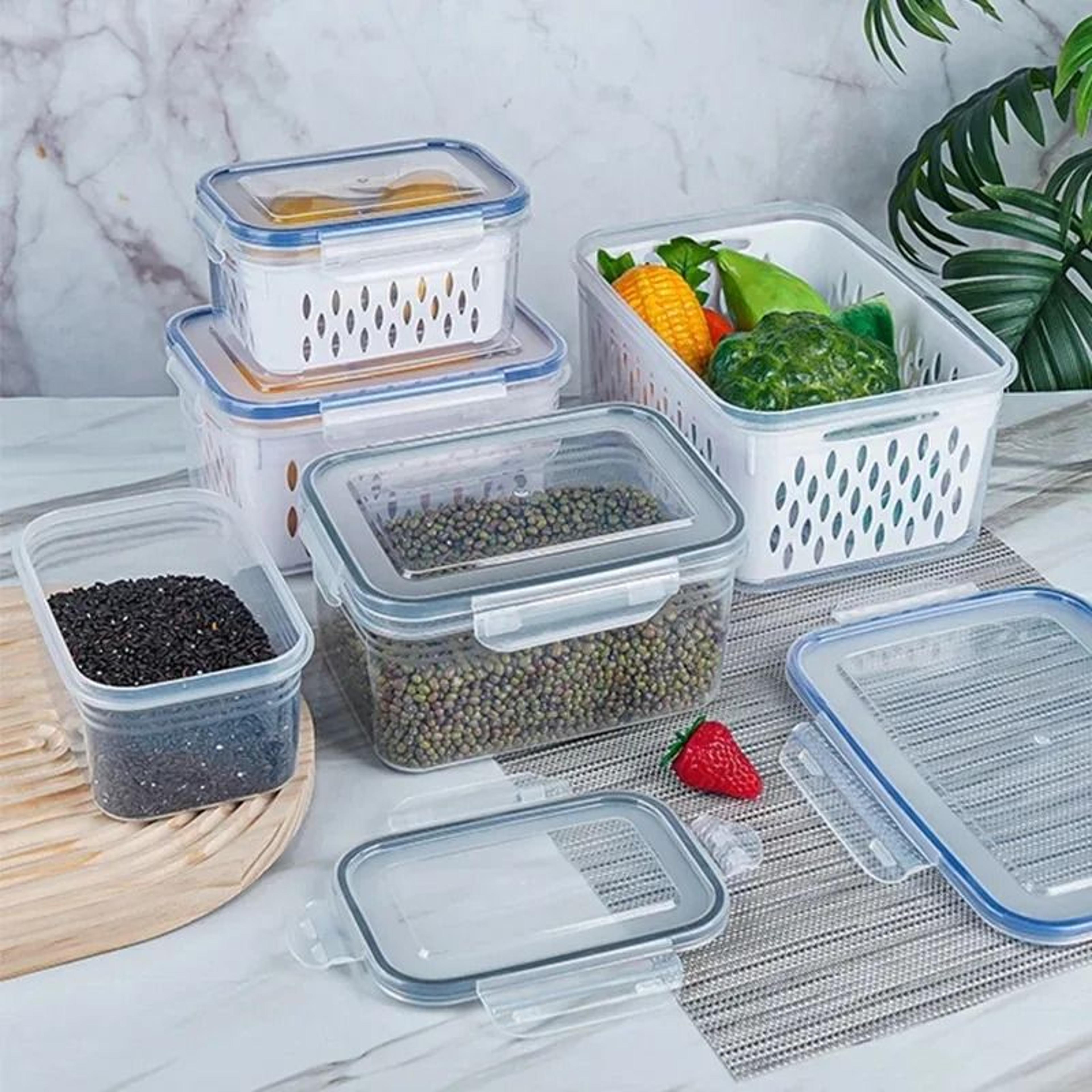 Double Layer Sealed Fruit Storage Box With Drain Basket And Airtight Lid 5