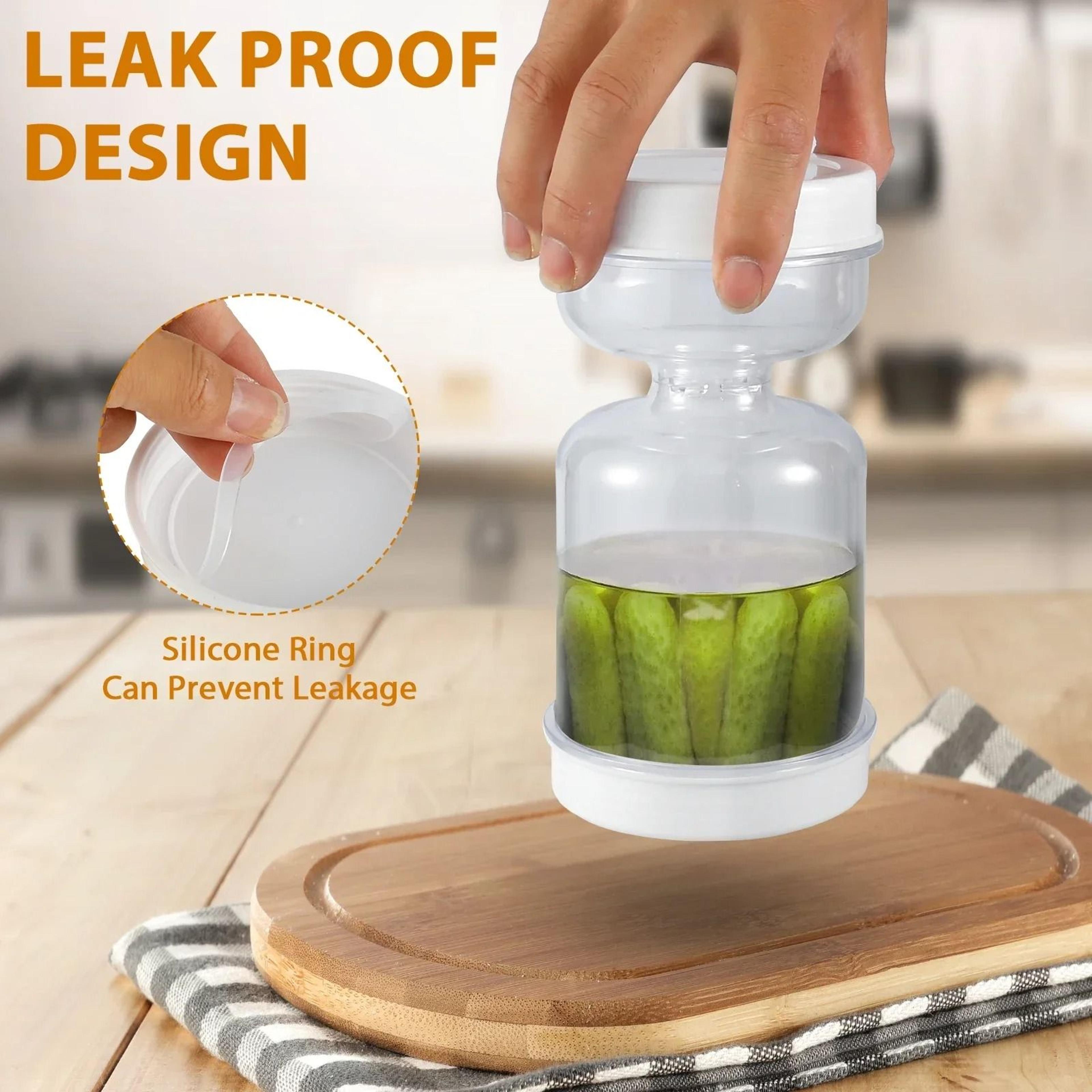 Leakproof Pickle Container With Strainer Fork For Olives Airtight Food Storage Jar 5