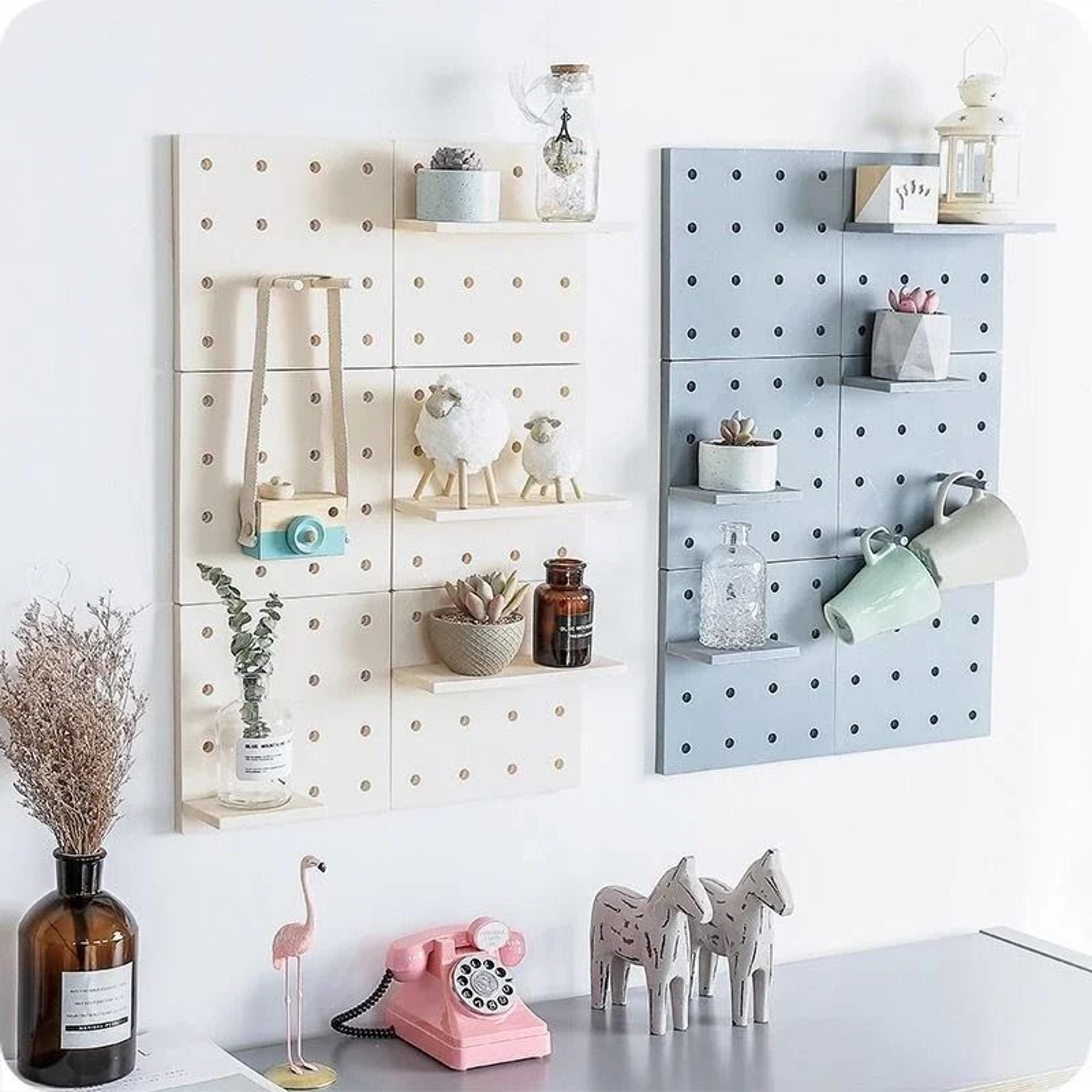 Decorative Pegboard Wall Shelf For Kitchen Bedroom Storage And Home Decor Display 6