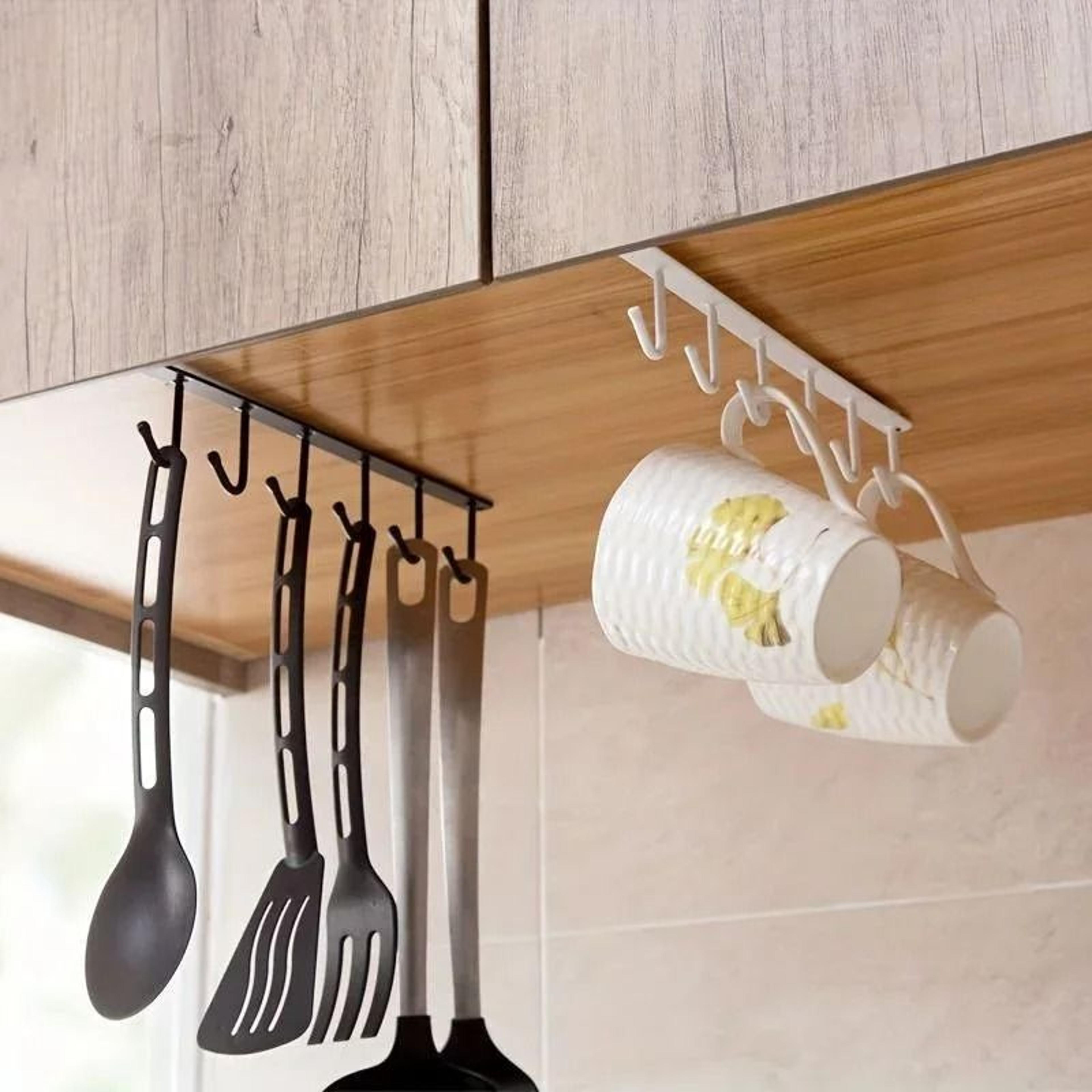 Six Hook Mug Holder Under Shelf Kitchen Storage Rack 5