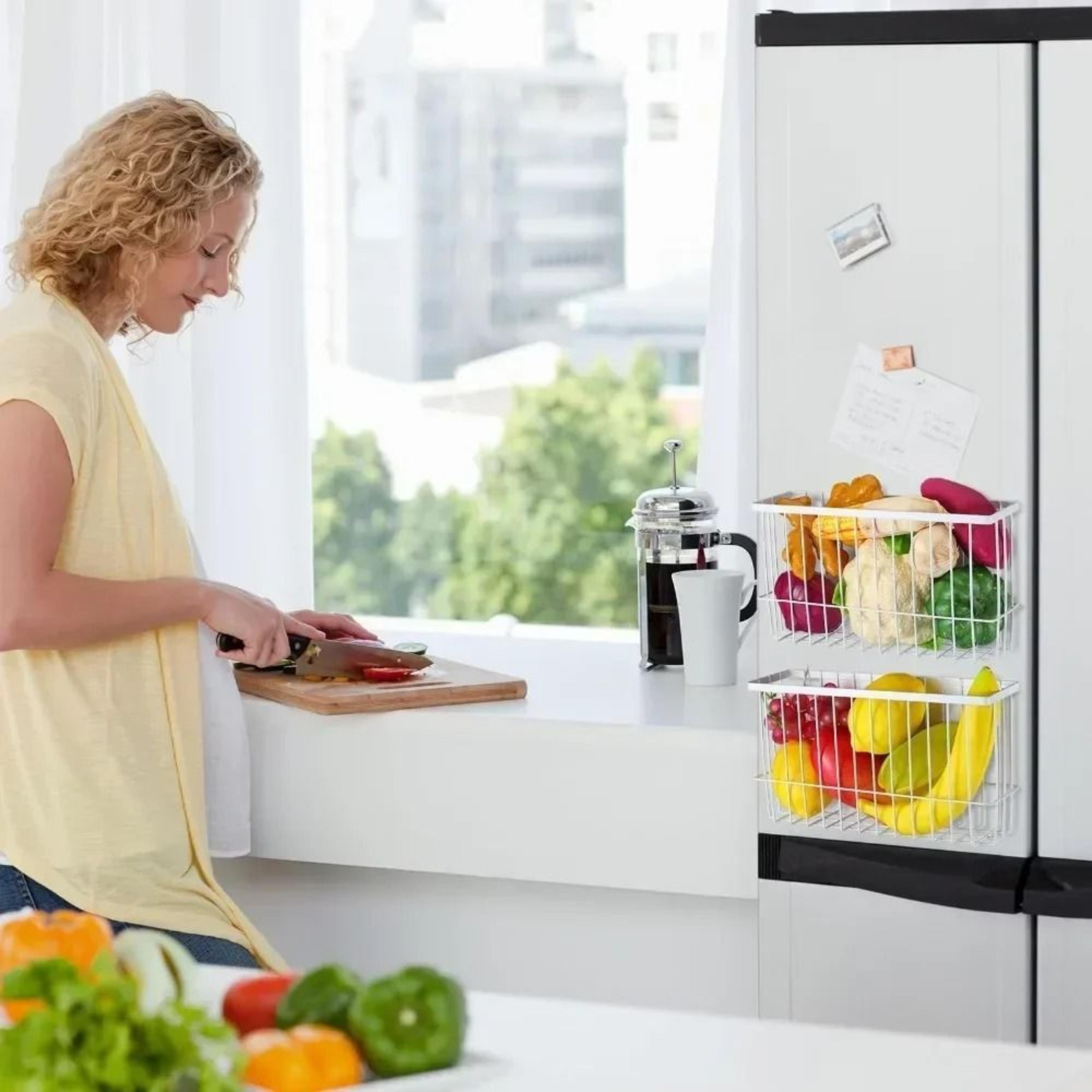 magnetic fridge storage rack wall mounted condiment shelf