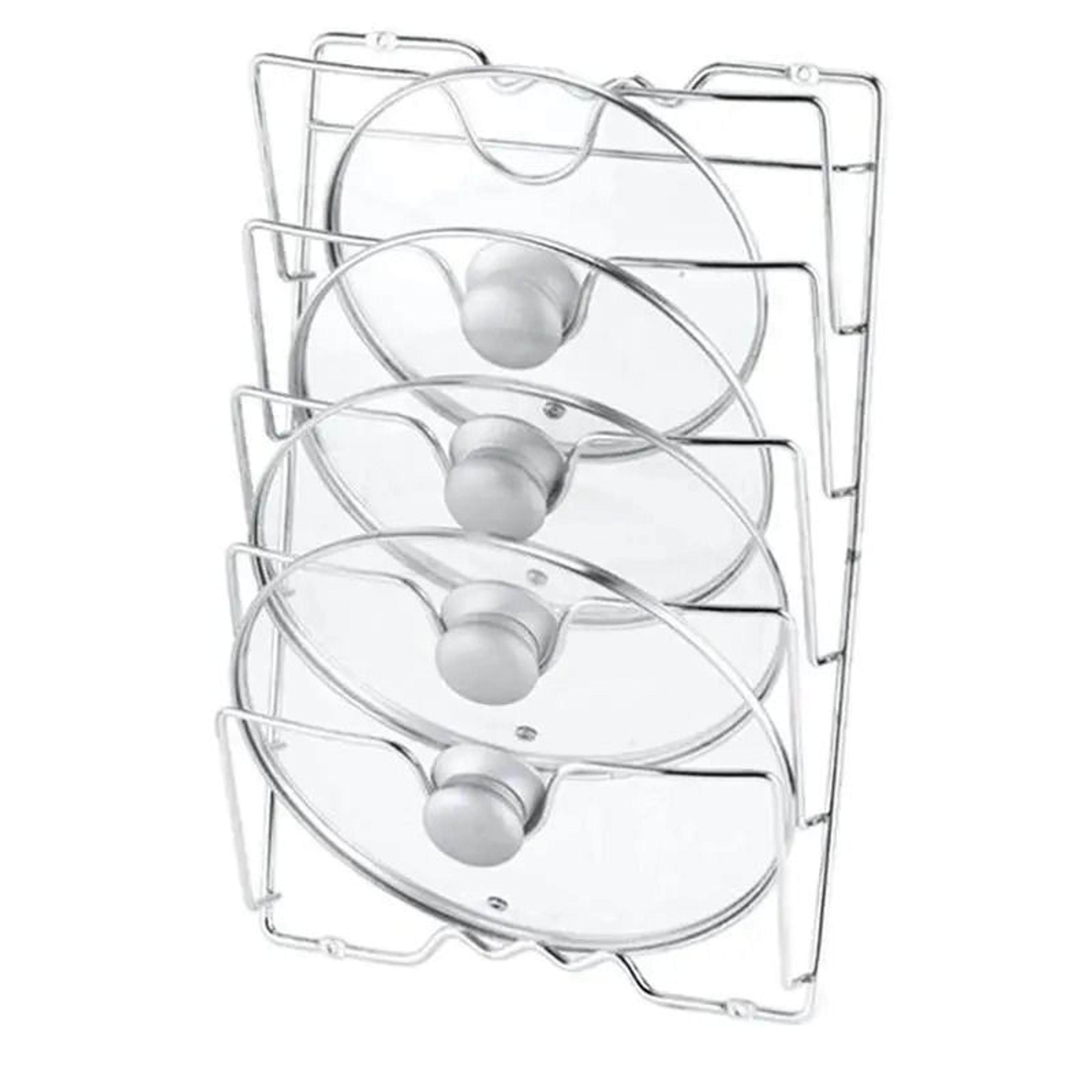 stainless steel pot lid rack for kitchen counter and cabinet storage