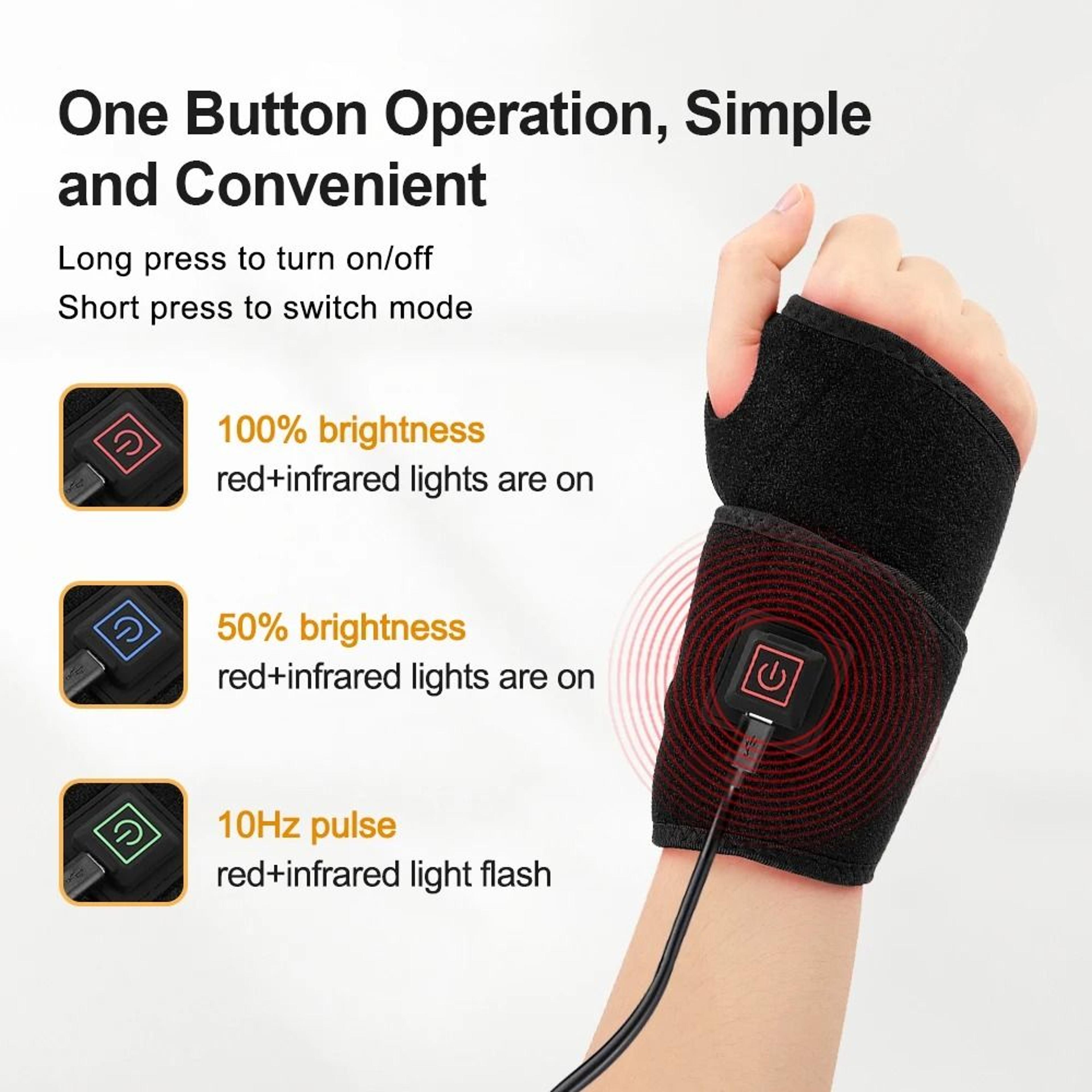Infrared Heated Wrist Wrap With Red Light And Vibration 6