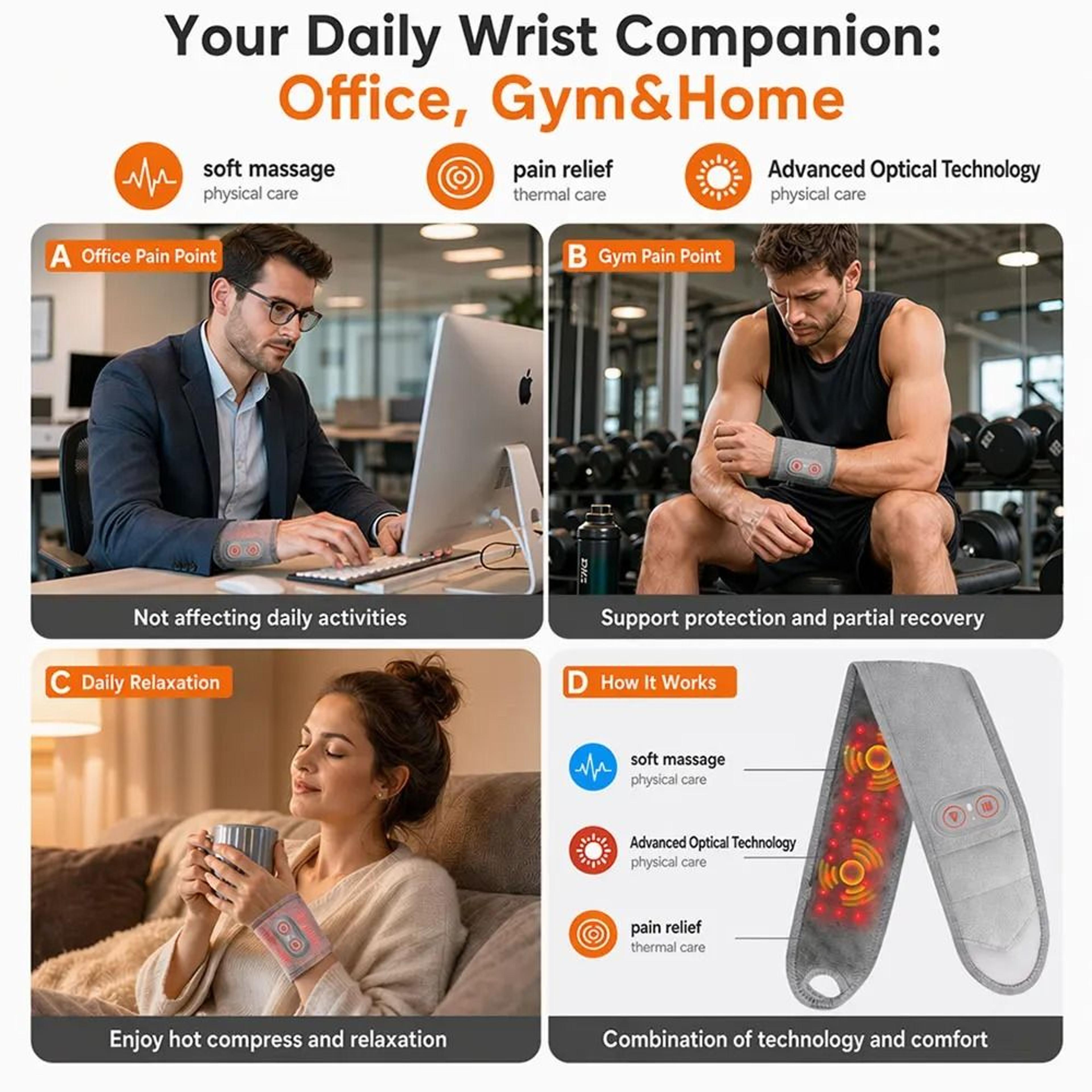 Infrared Heated Wrist Wrap With Red Light And Vibration 7