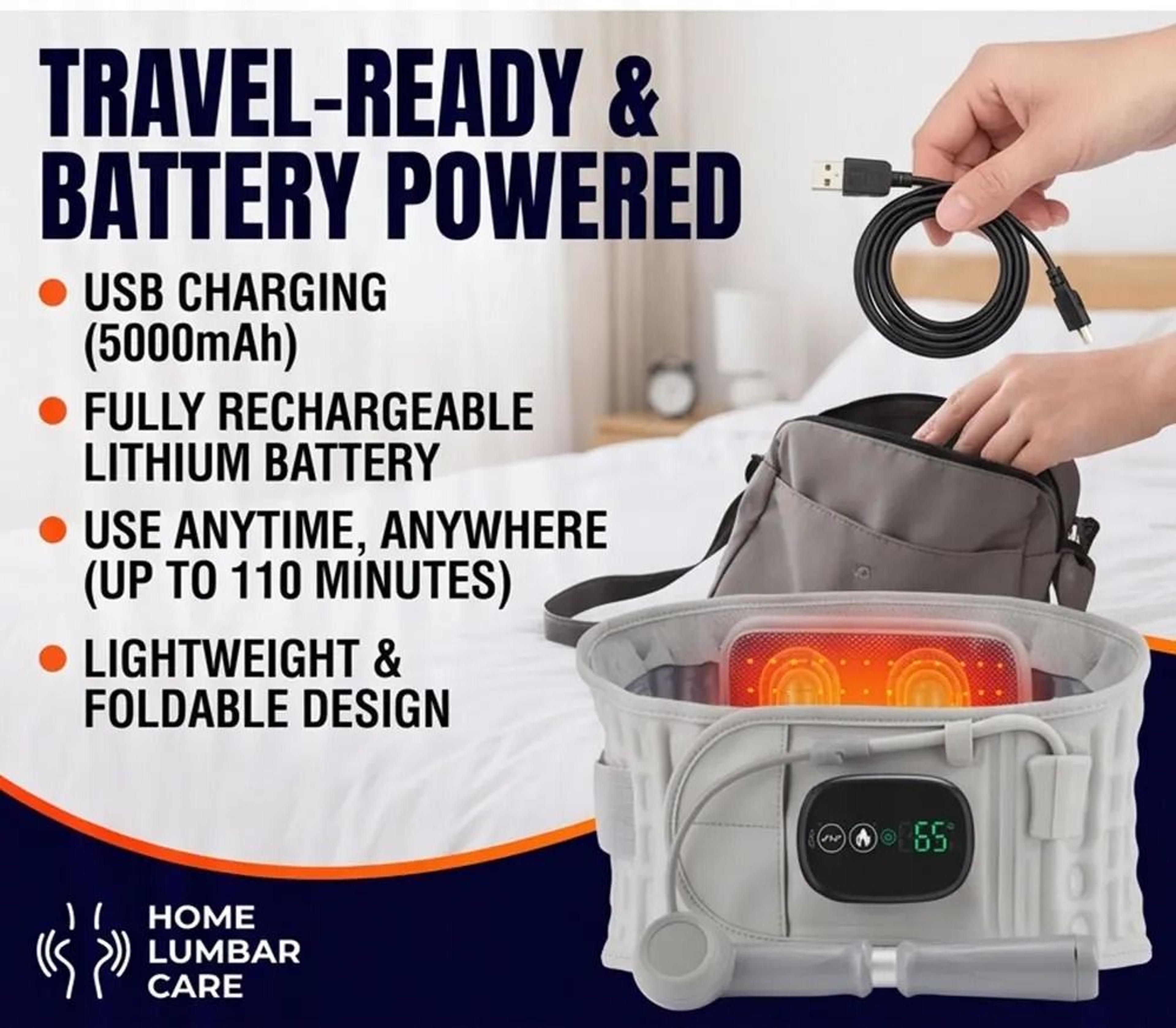 Cordless Inflatable Lumbar Support Belt With Heat And Vibration 6