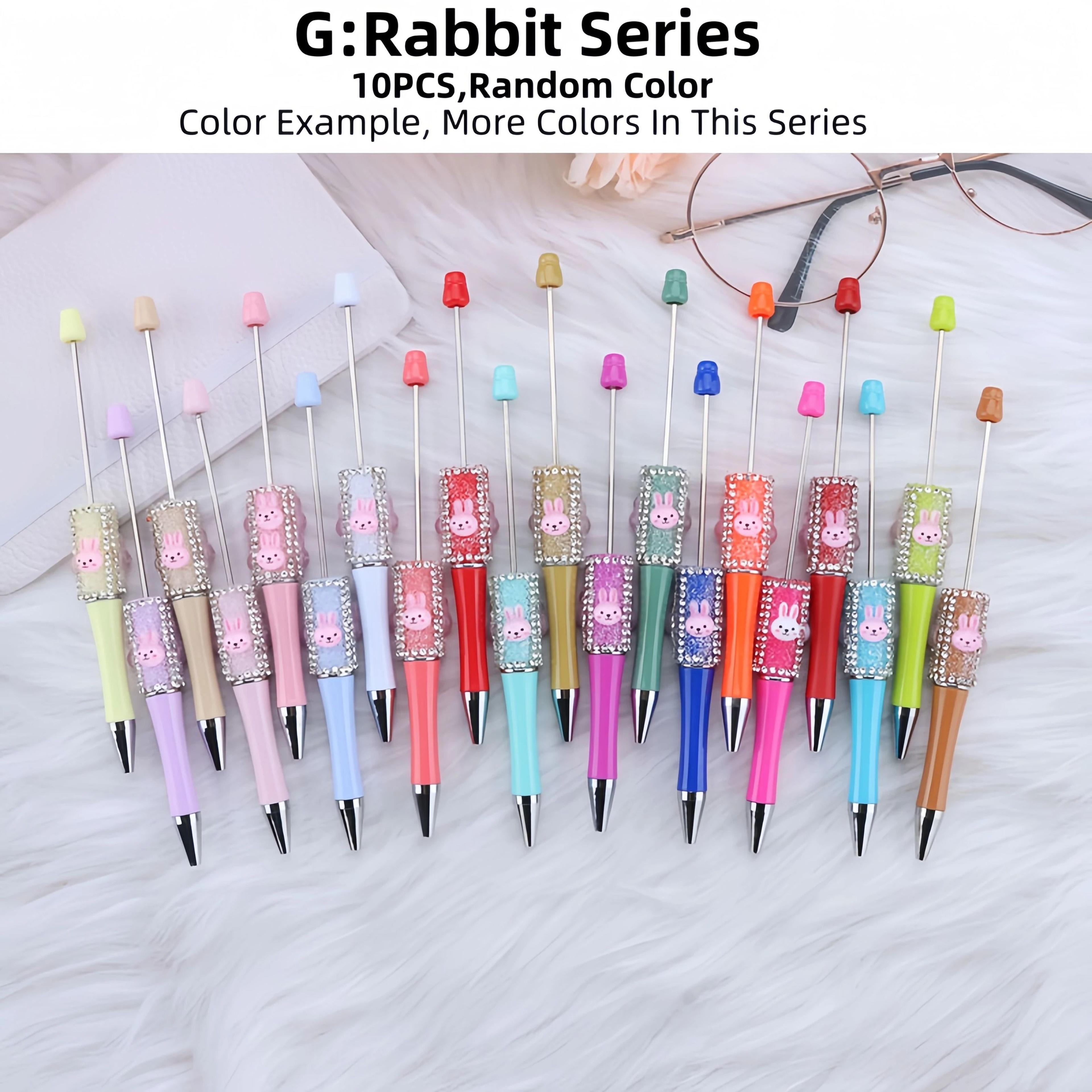 10pcs Colorful Wooden Bead Ballpoint Pen Set For DIY Crafts 3