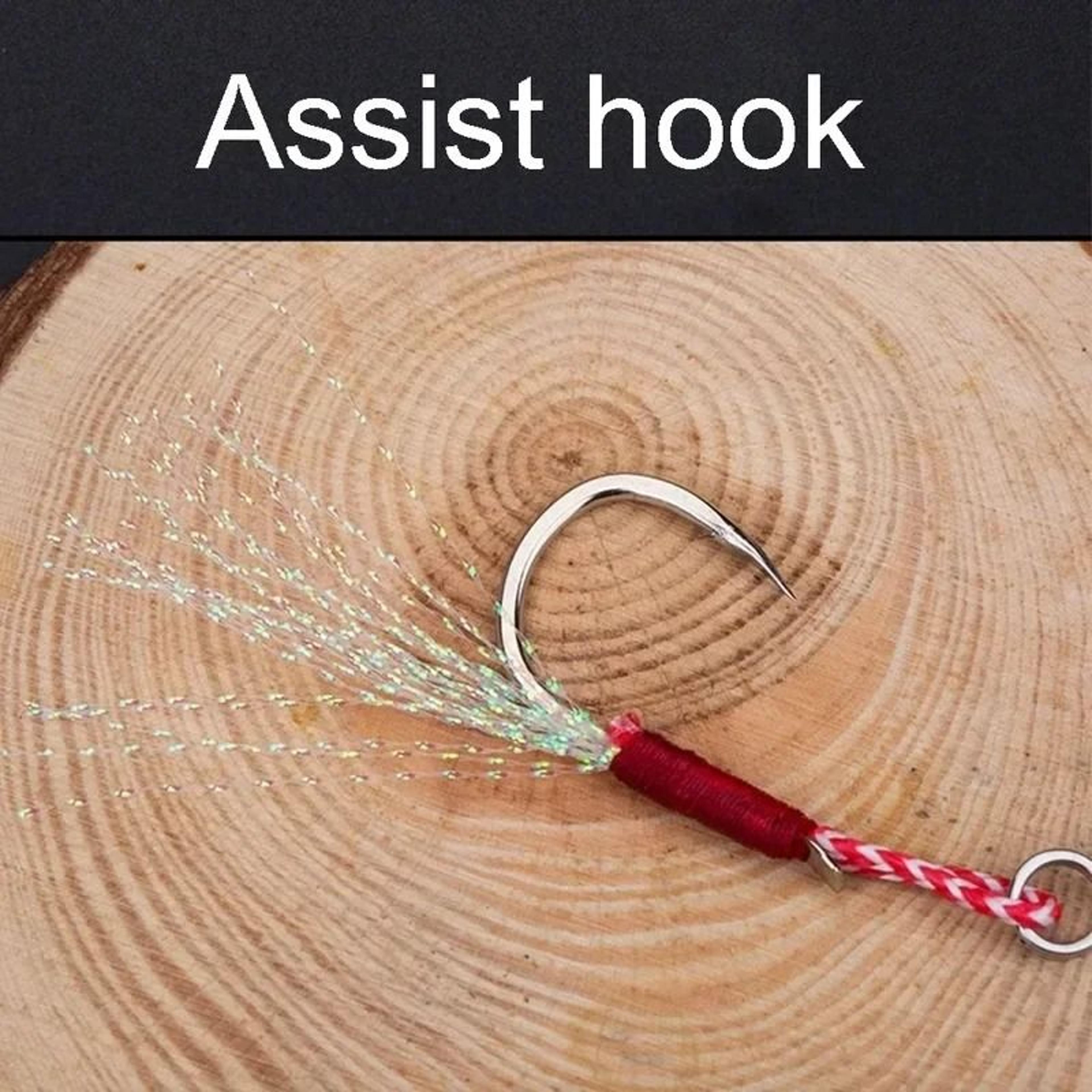 High Carbon Steel Slow Jigging Assist Hooks With Feather Thread 10 Piece Set 5