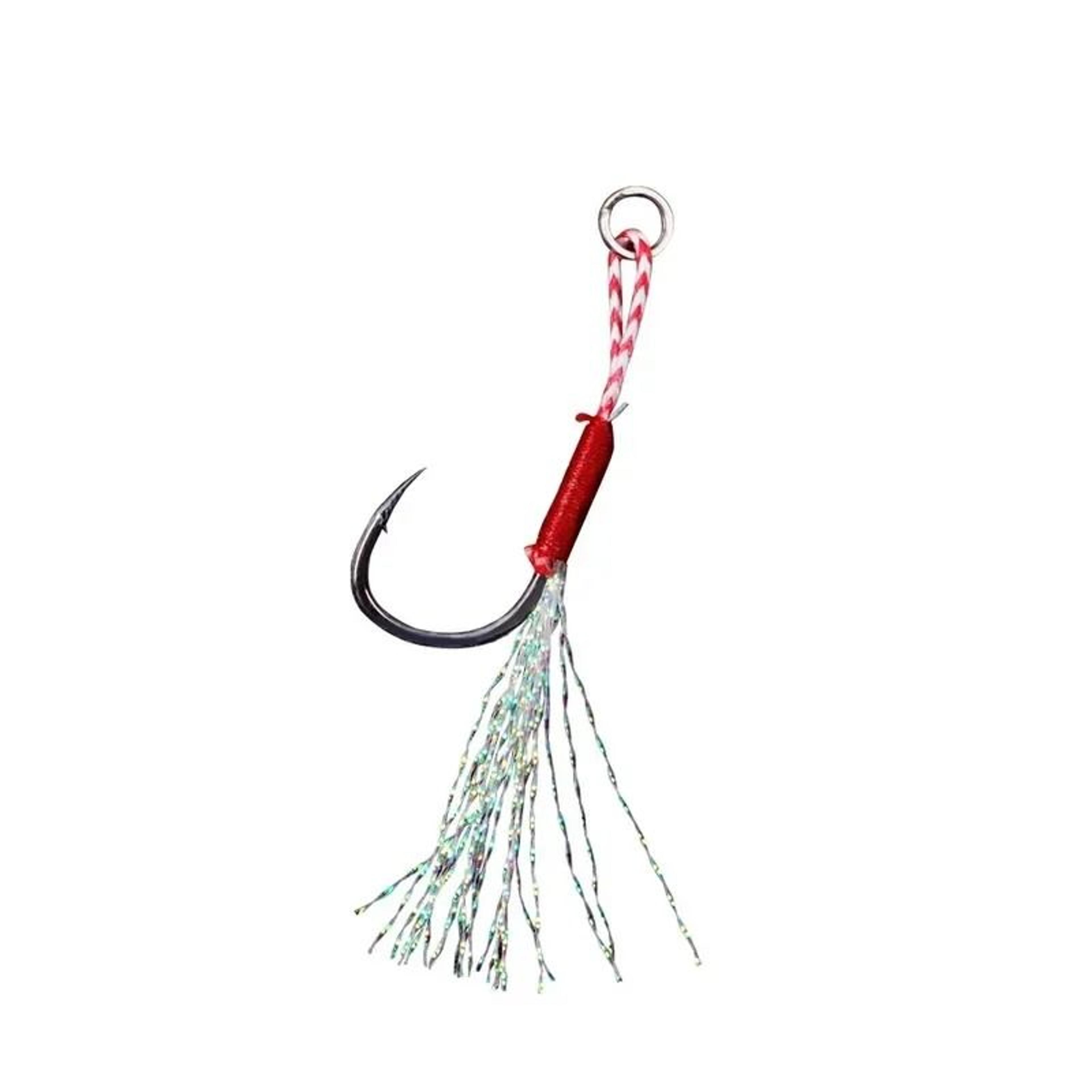 High Carbon Steel Slow Jigging Assist Hooks With Feather Thread 10 Piece Set 1
