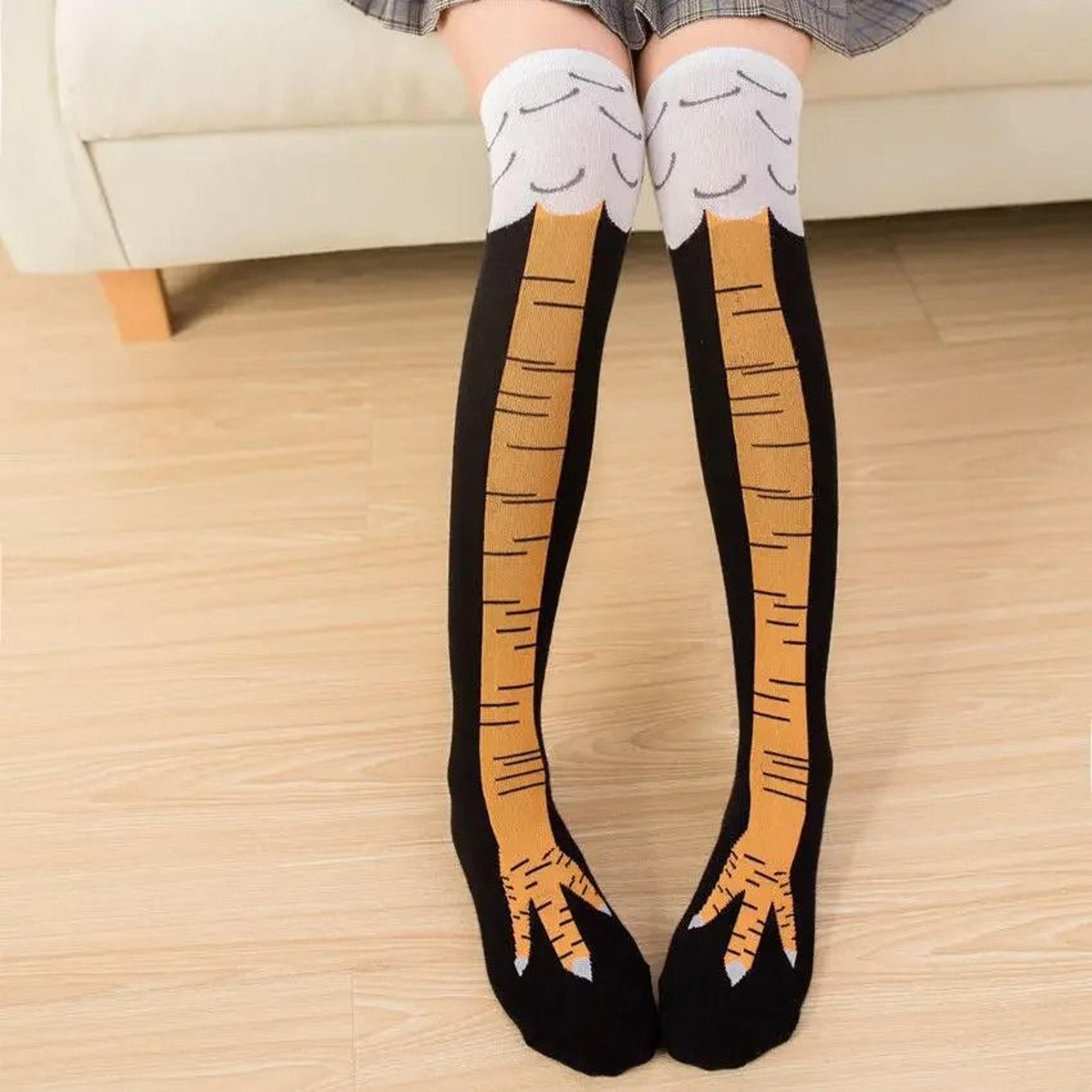 Funny Chicken Leg Over Knee Novelty Socks 2