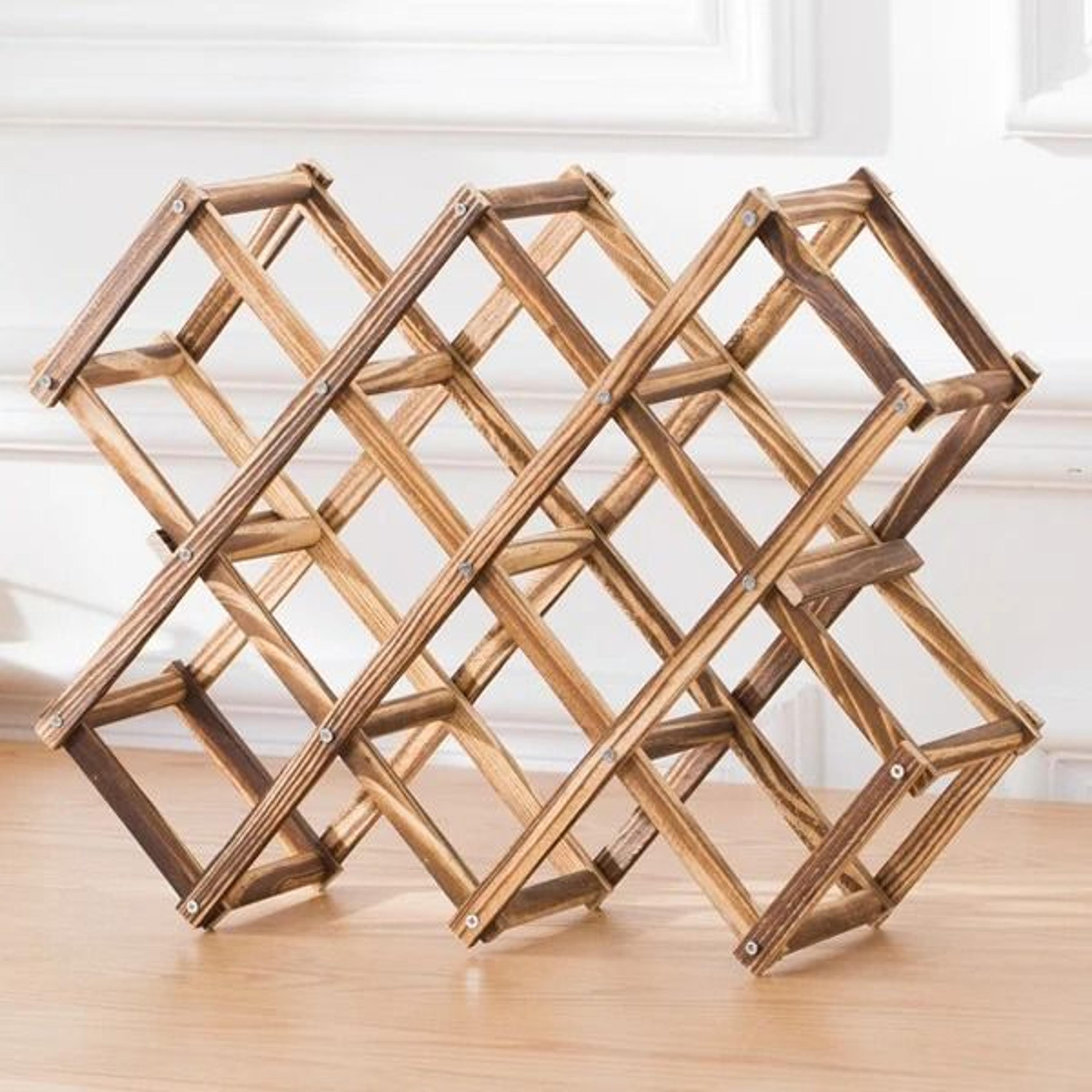Compact Wooden Wine Rack For Organized Countertop Bottle Storage And Stylish Display 2