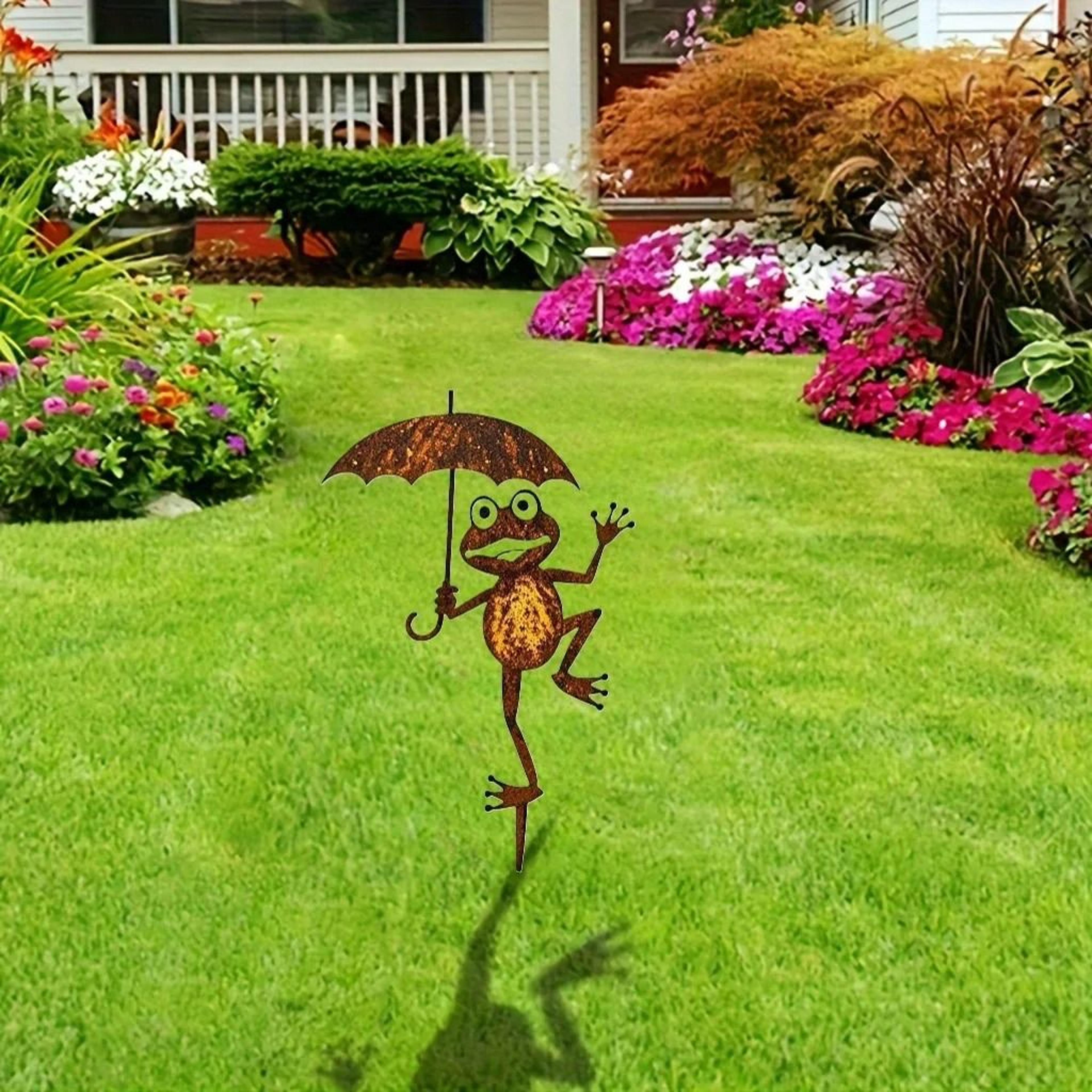 Rustic Iron Frog Garden Stake For Vintage Outdoor Yard And Lawn Decor 6