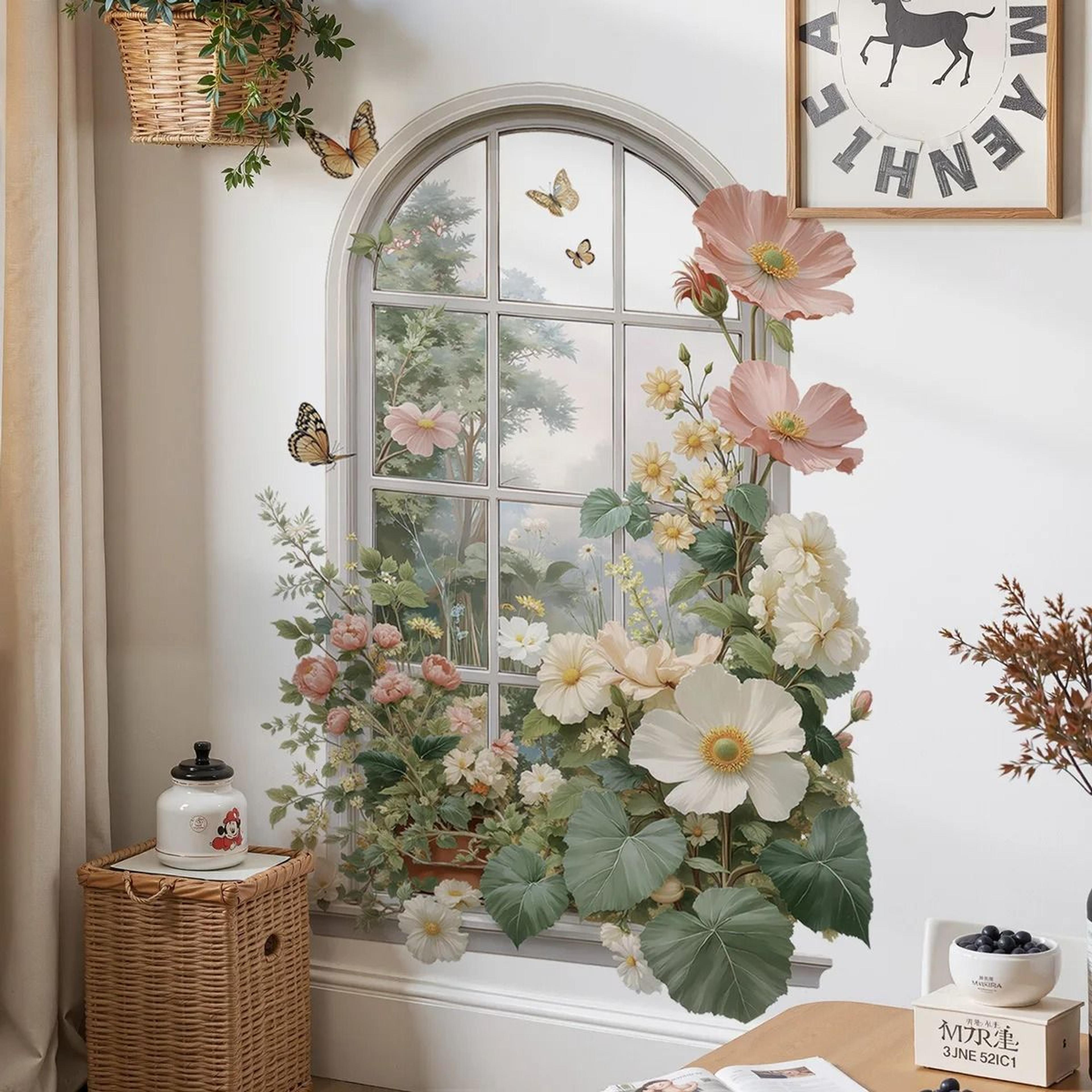 Realistic Flower Fake Window Removable Wall Decal 3