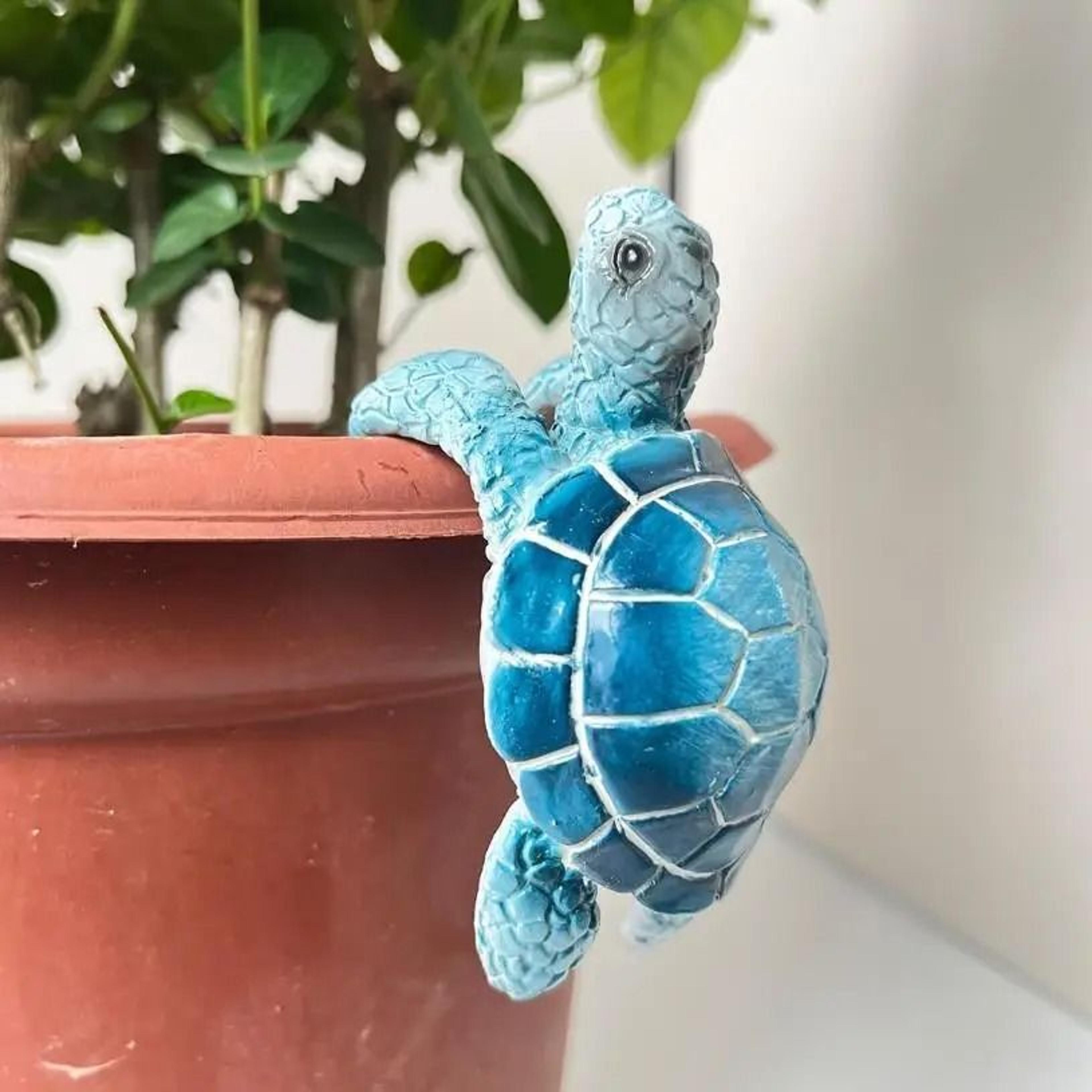 Cute Turtle Flowerpot Hanger Resin Planter Ornament For Home Garden Decor Display 4