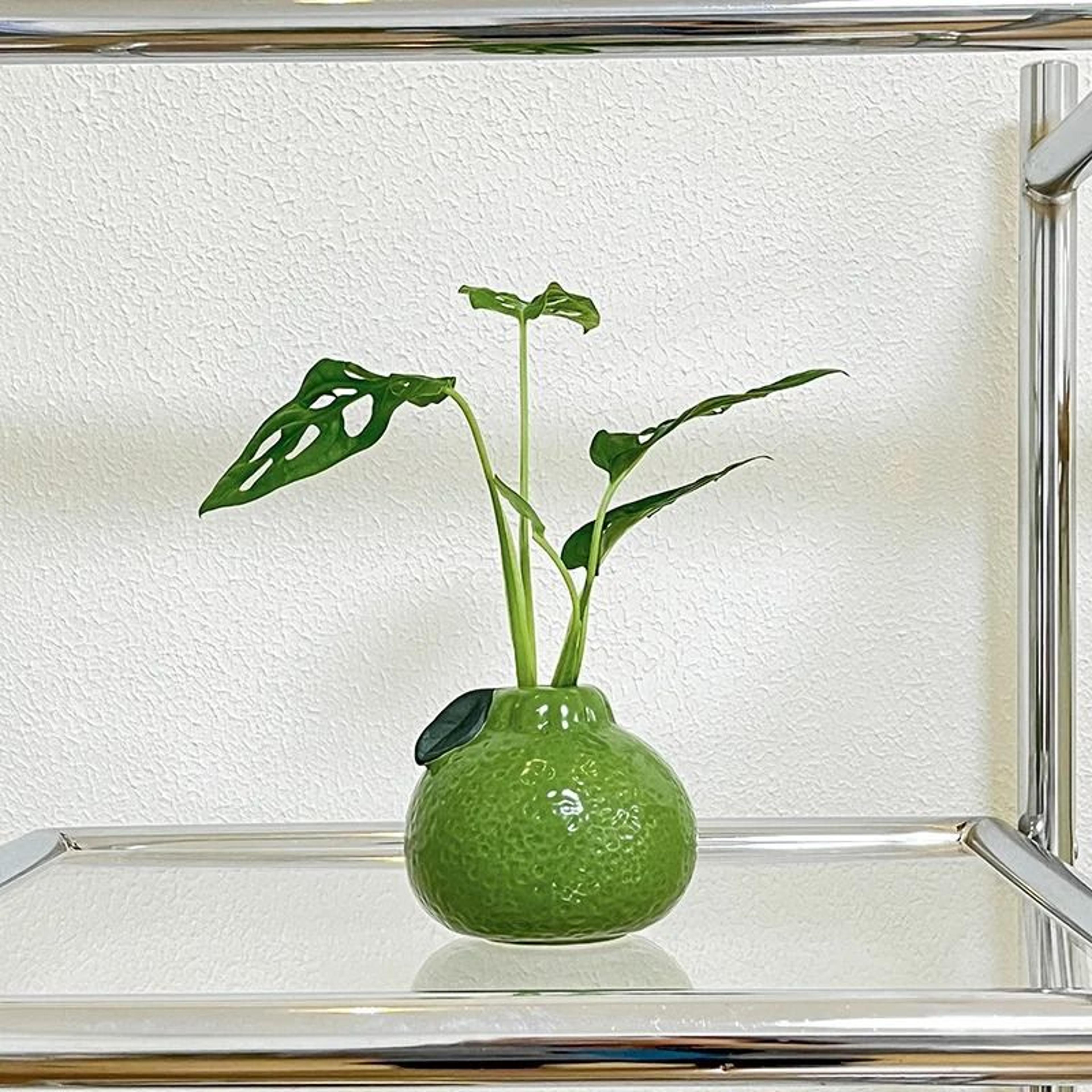 Green Orange Fruit Shape Ceramic Vase For Modern Tabletop Home Decor 3