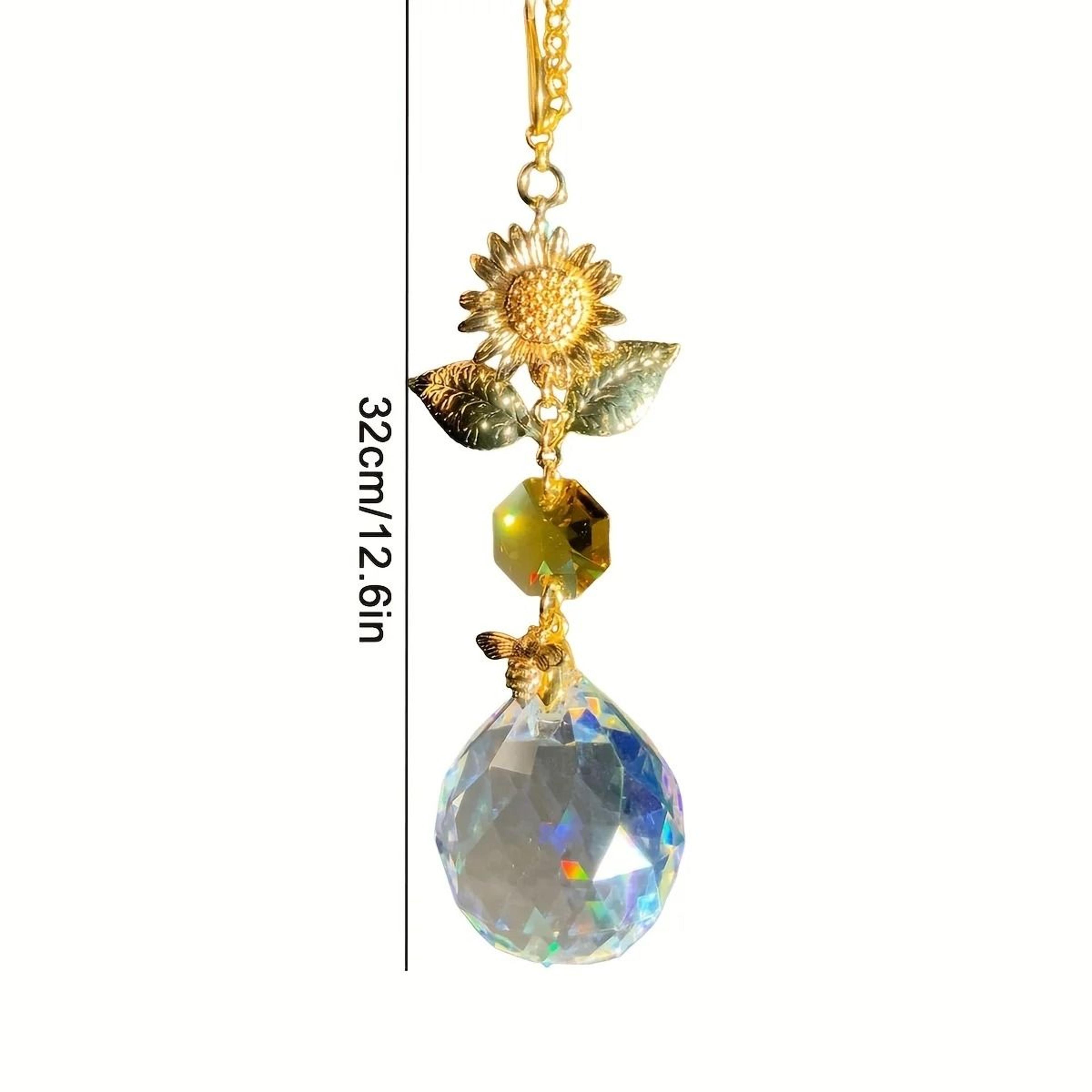 Sunflower Bee Crystal Suncatcher Rainbow Prism For Window Home And Garden Decor 3