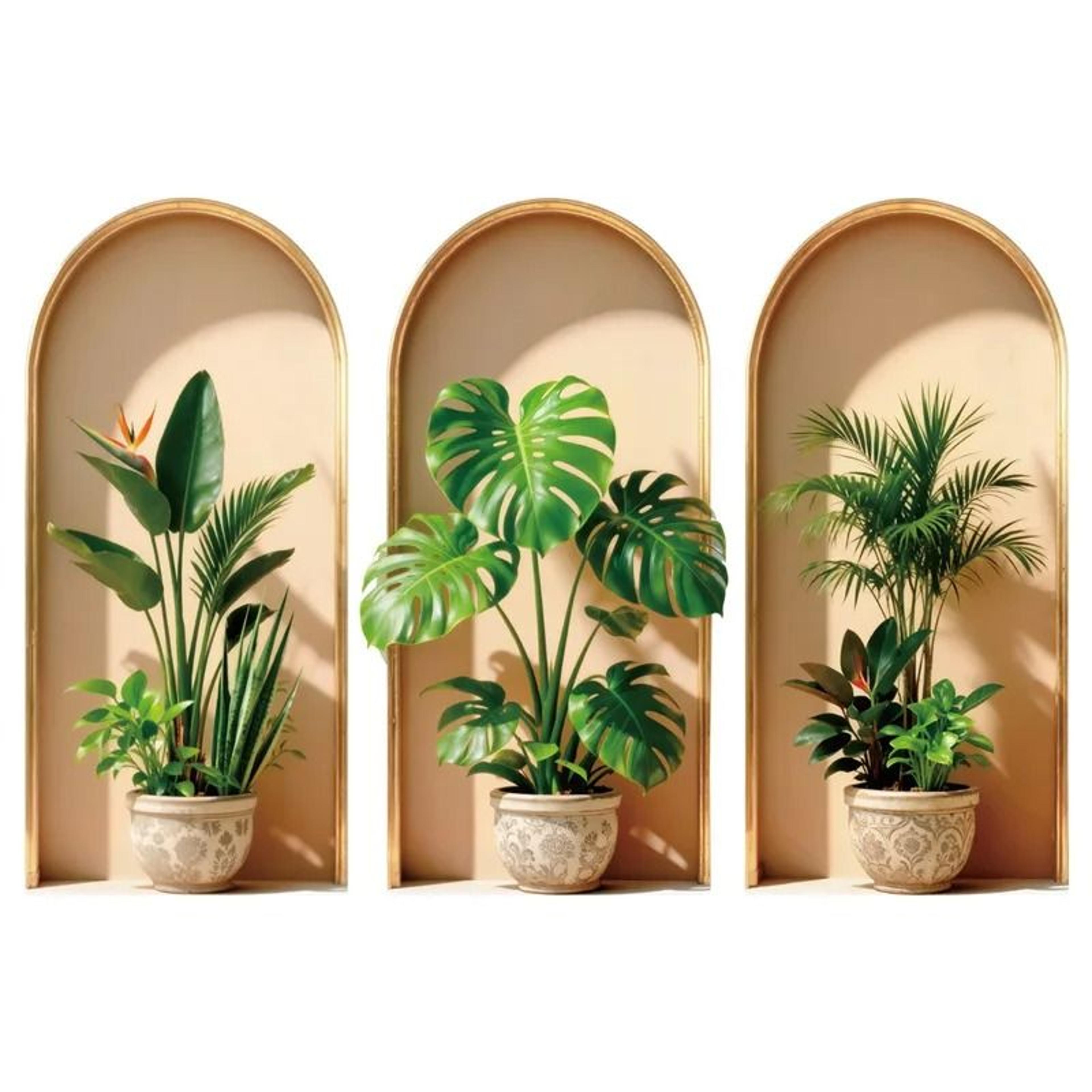 Realistic Potted Plant Picture Frame Wall Decal For Modern Botanical Home Decor 1
