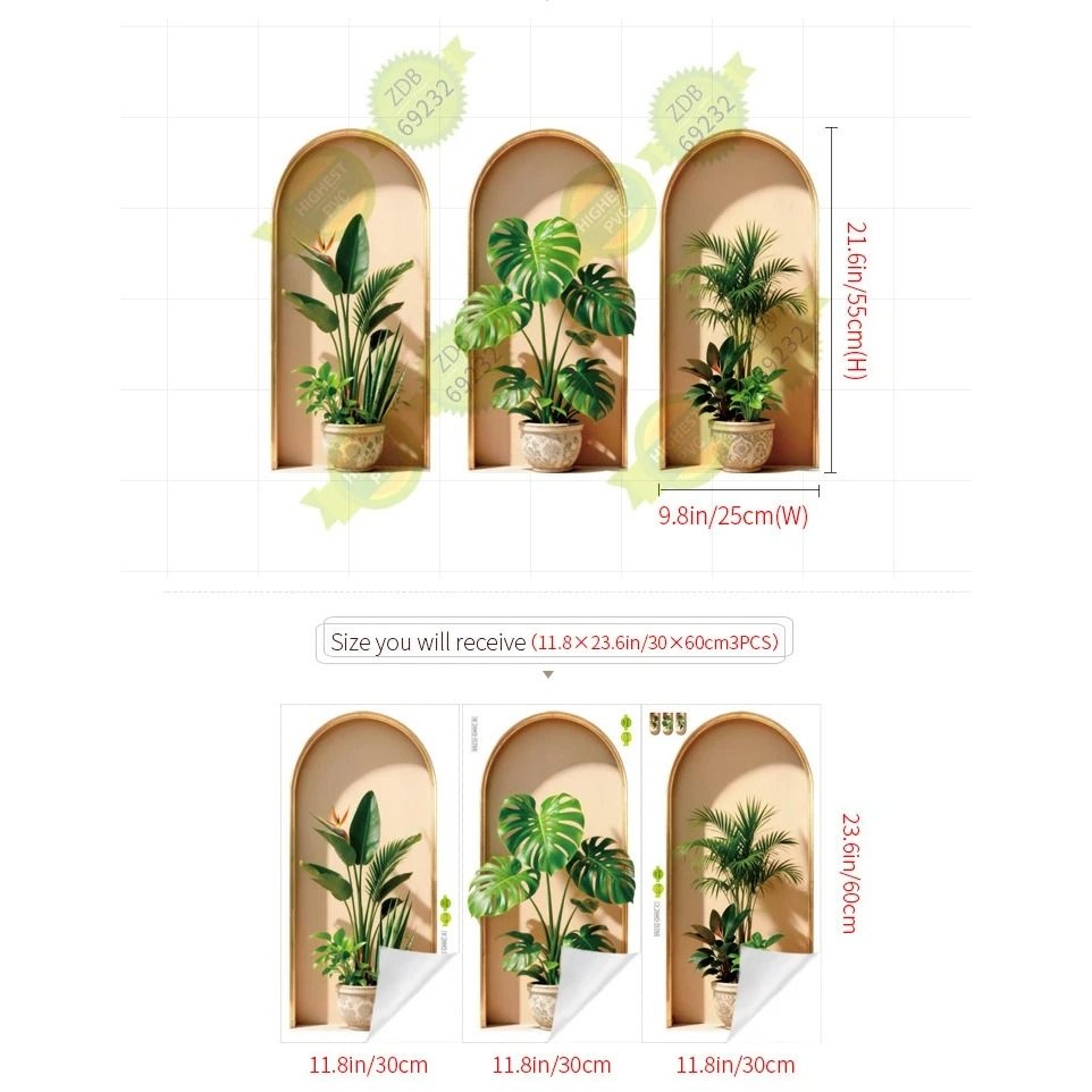 Realistic Potted Plant Picture Frame Wall Decal For Modern Botanical Home Decor 2