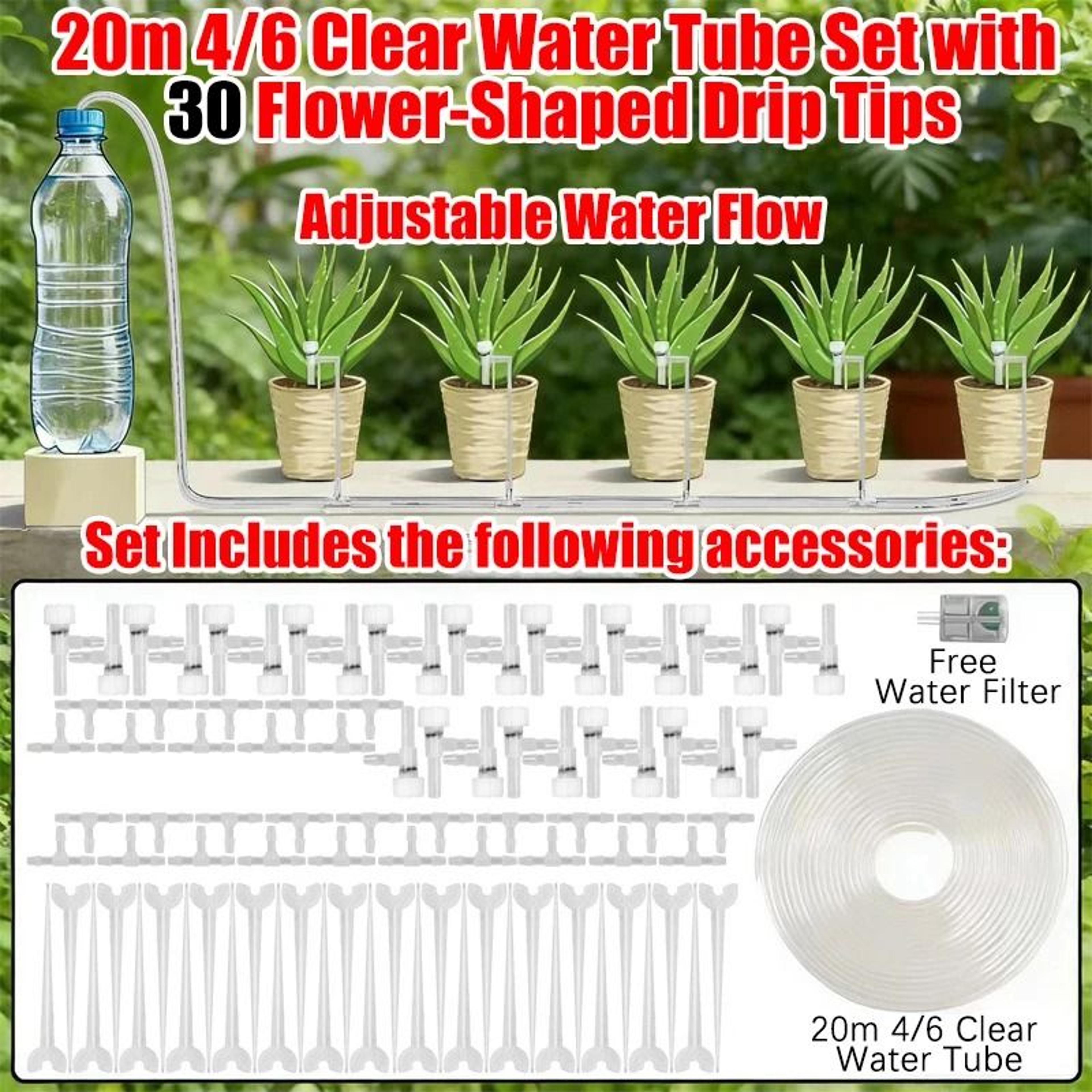 Adjustable Drip Irrigation Kit With 4 By 7mm Hose For Potted Plants 12