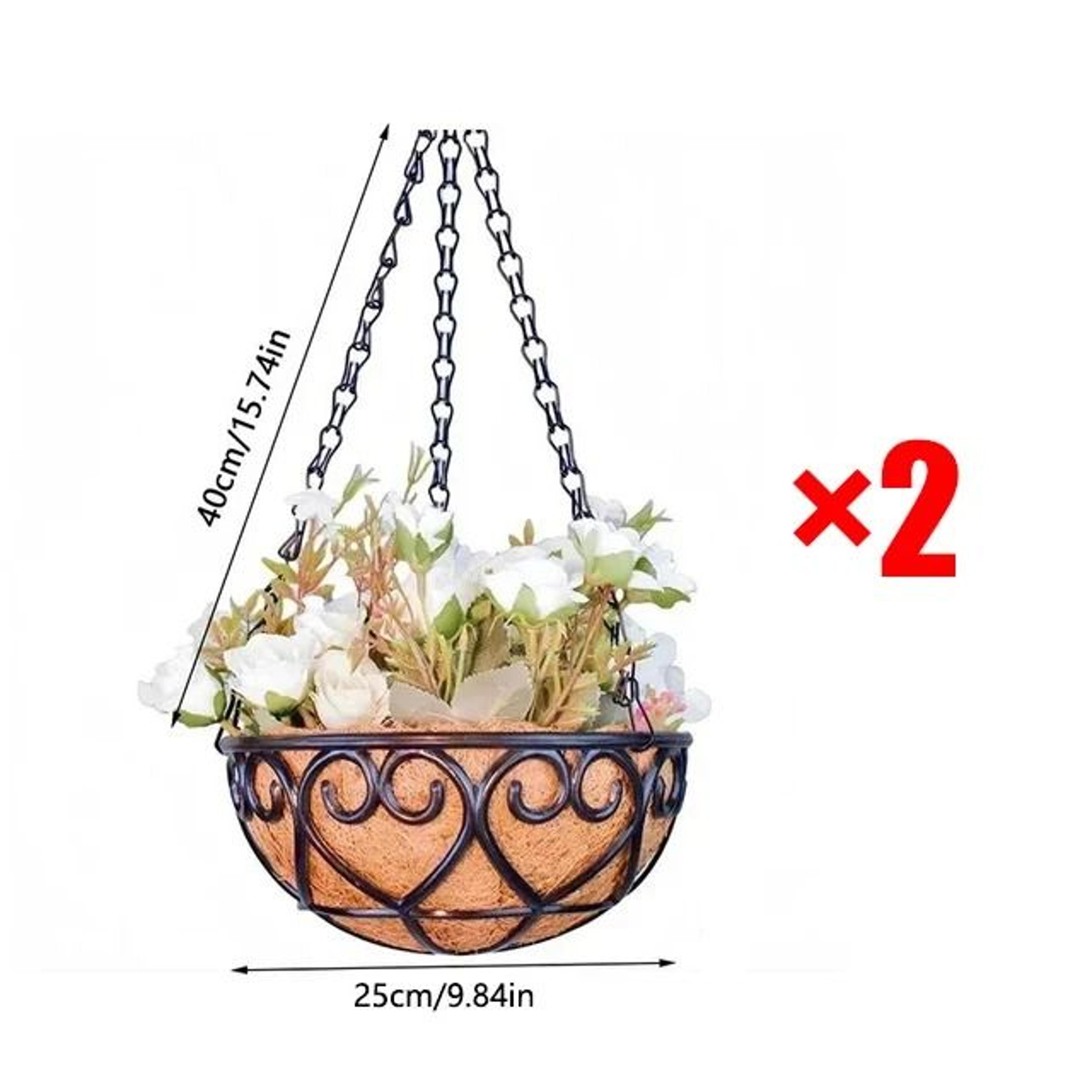 Coconut Style Hanging Planter Basket With Iron Chain 2