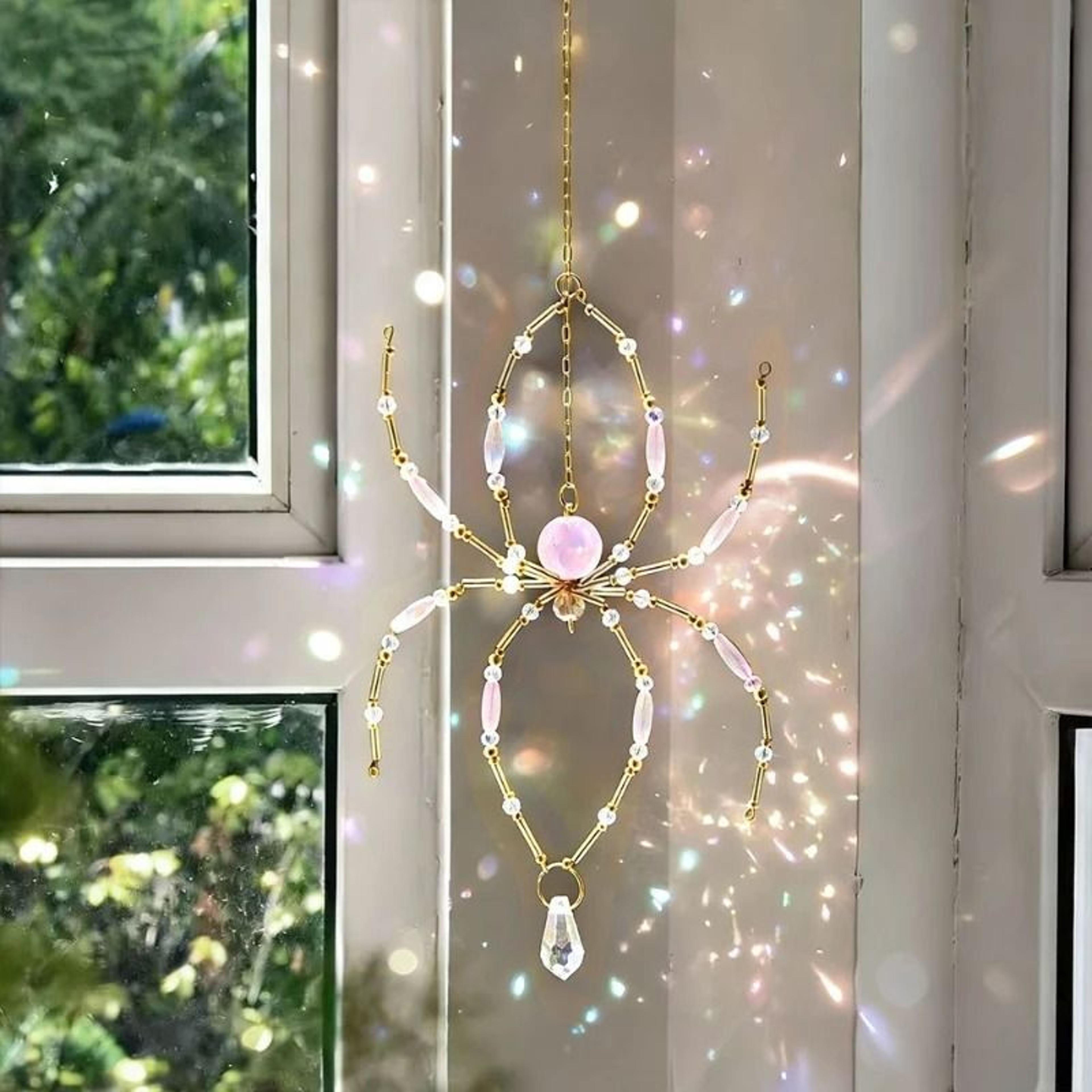 Handwoven Spider Crystal Suncatcher For Rainbow Window Garden And Patio Decor 4